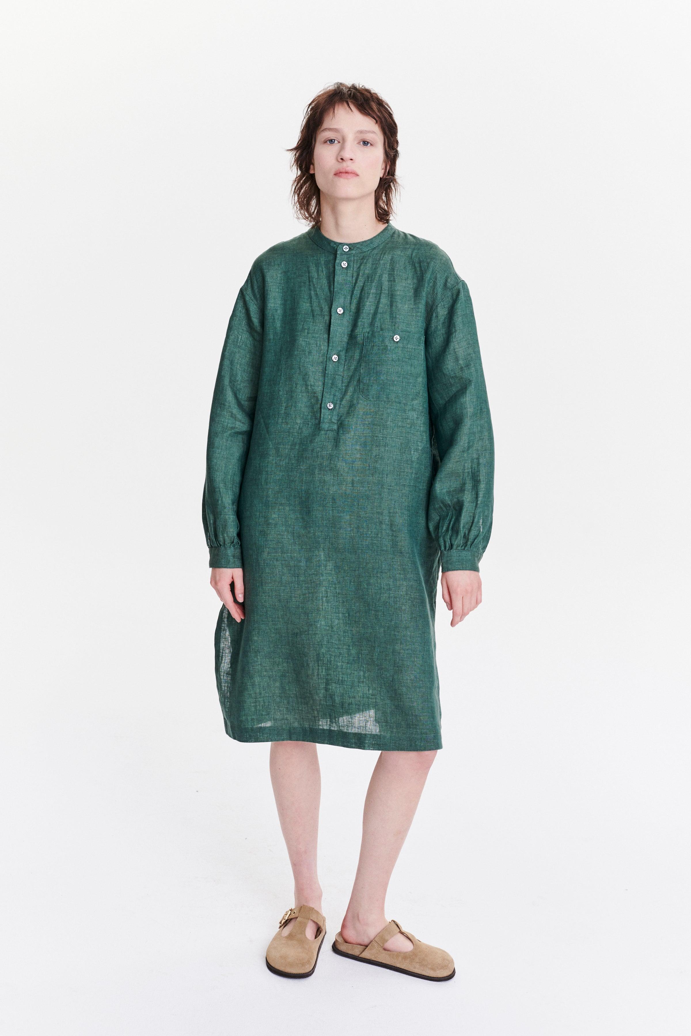 Pop-Over Tunic Dress in a Delavé Green Italian Masters of Linen