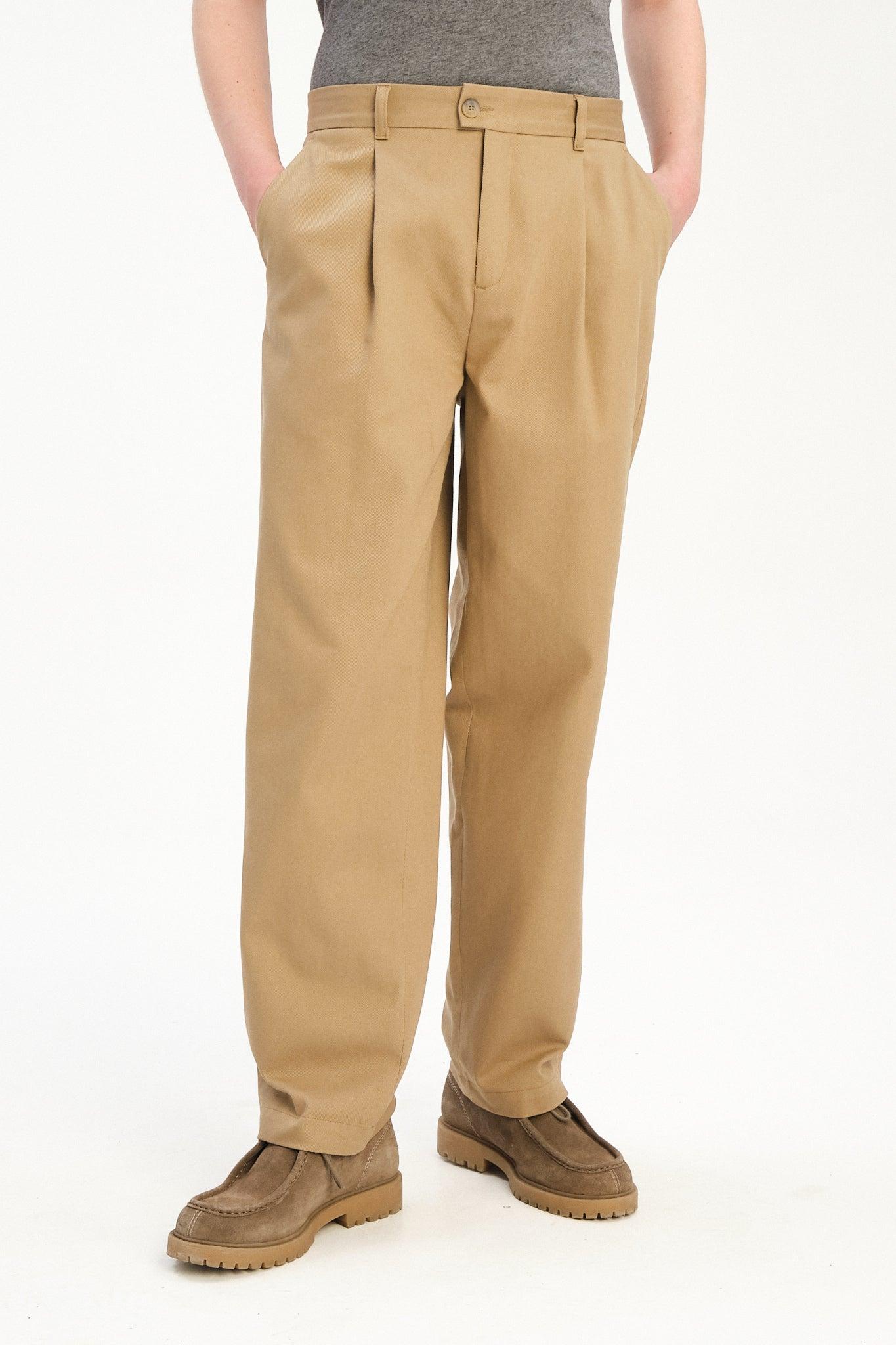 Amsterdam Trousers in a Khaki Japanese Diagonal Twill Cotton