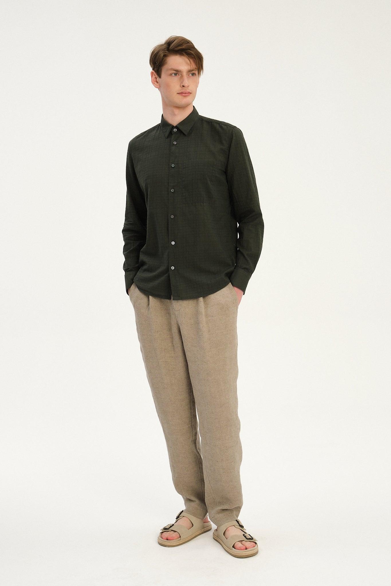 Feel Good Shirt in an Airy Forest Green Italian Cotton - Exclusive