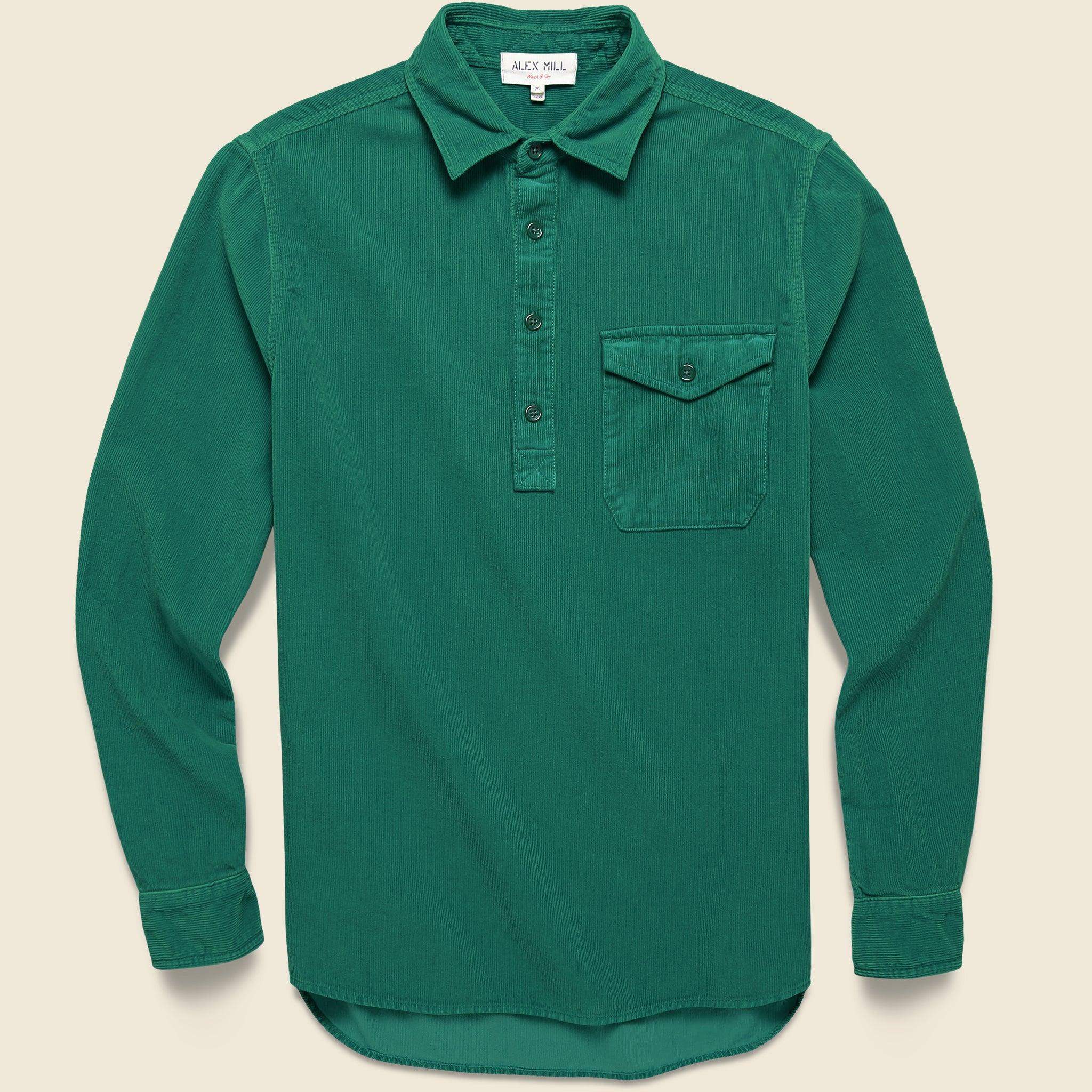 Popover Cord Shirt - Kelly Green