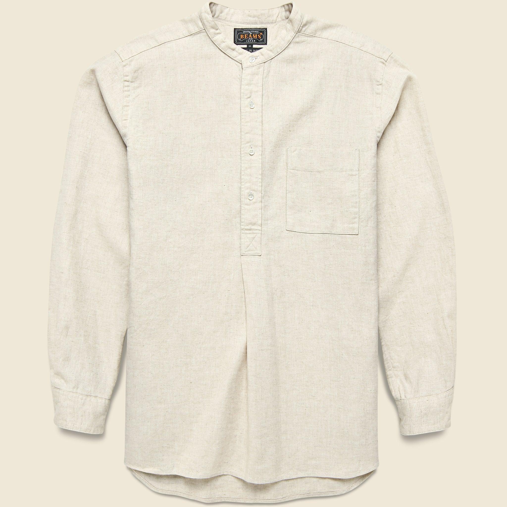 Band Collar Herringbone Pullover - Natural