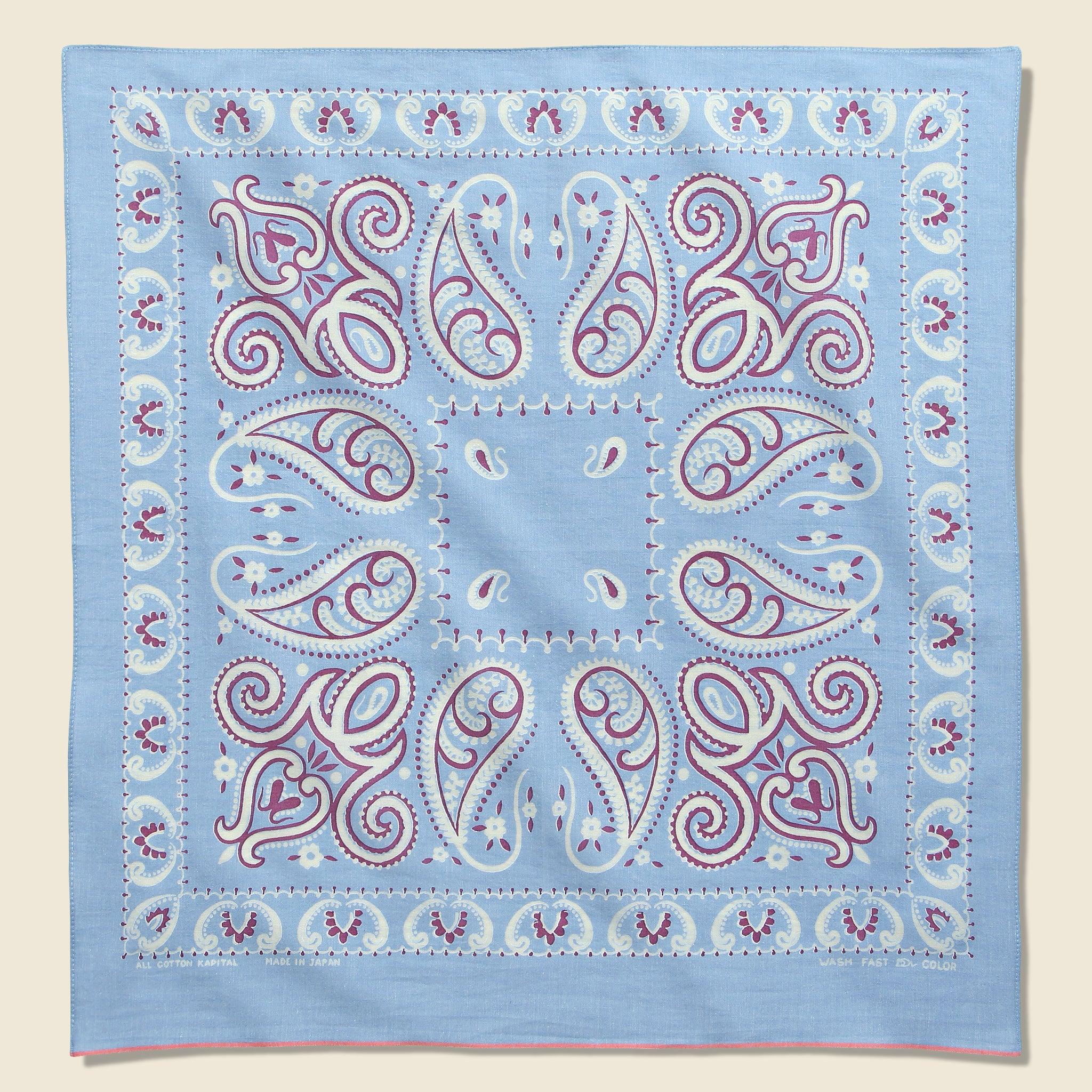 Fastcolor Selvedge Paisley Bandana - Sax