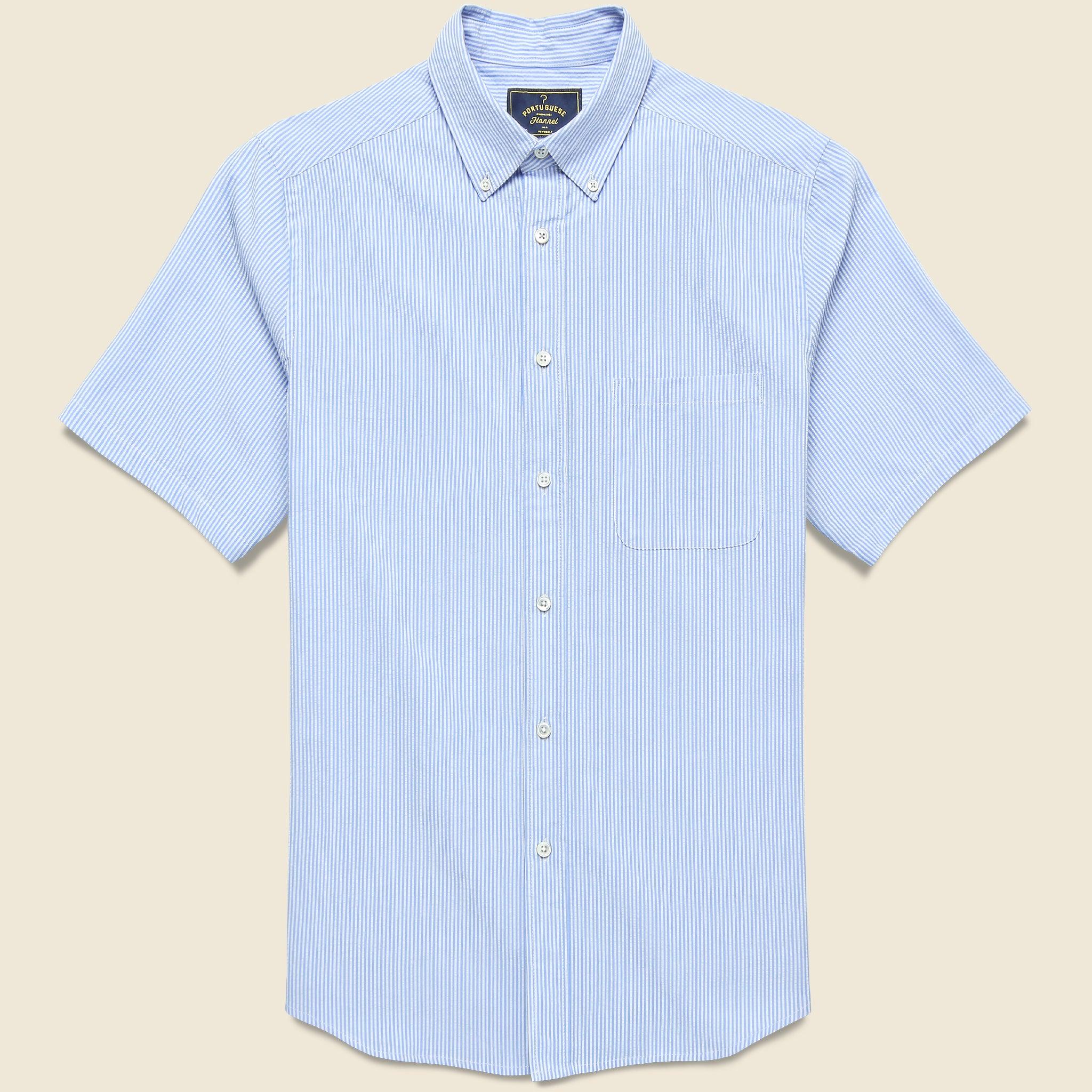 Striped Atlantico Seersucker Shirt - Blue
