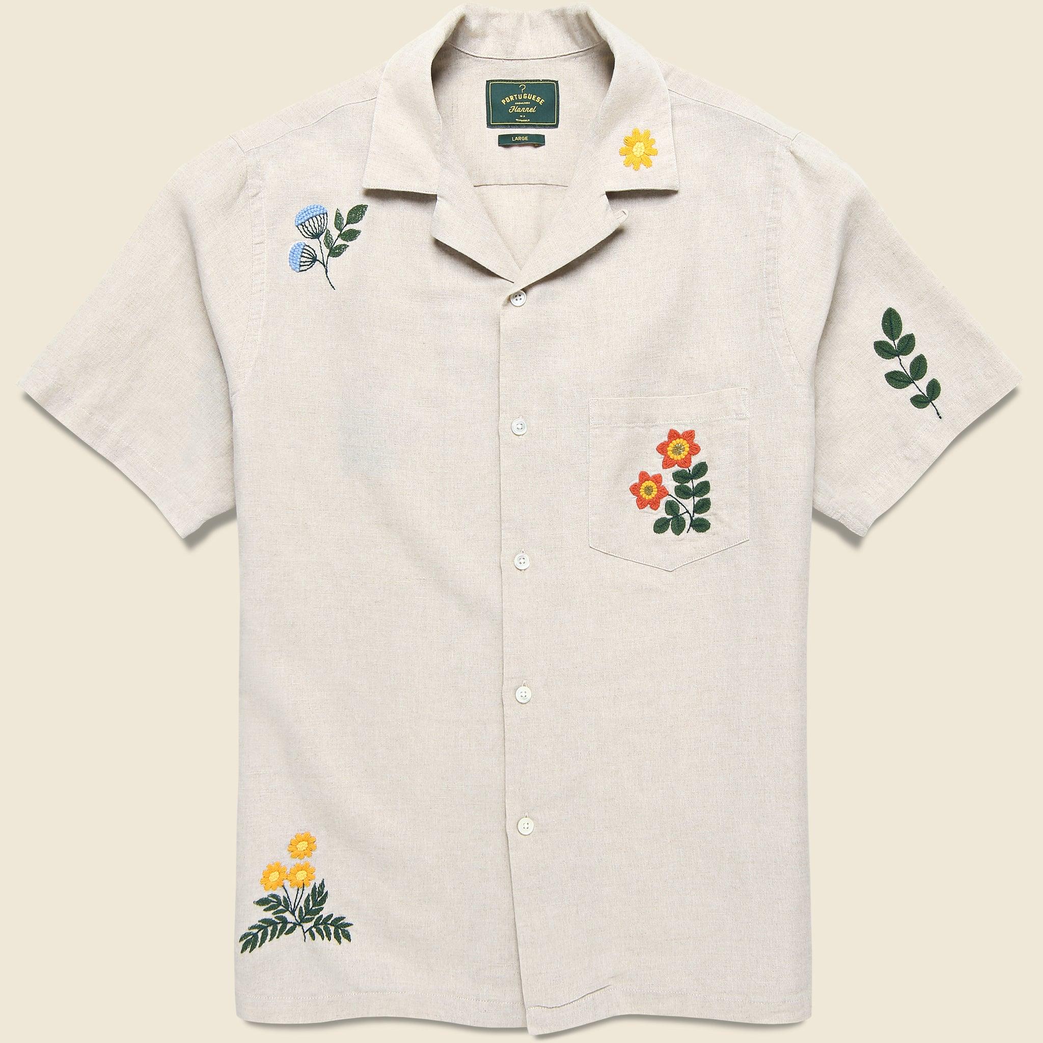Embroidered Spring Camp Shirt - Natural