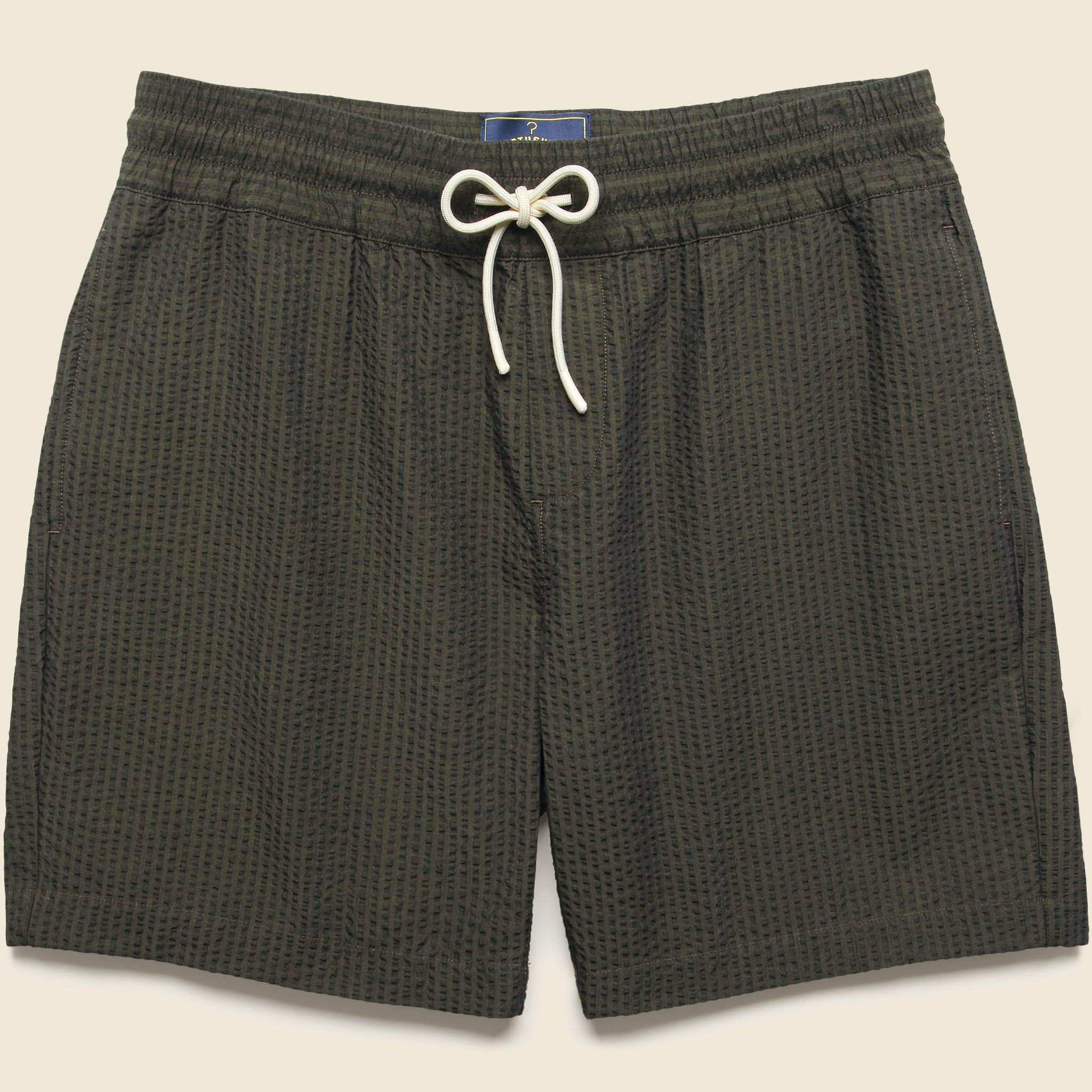7" Seersucker Shorts - Olive
