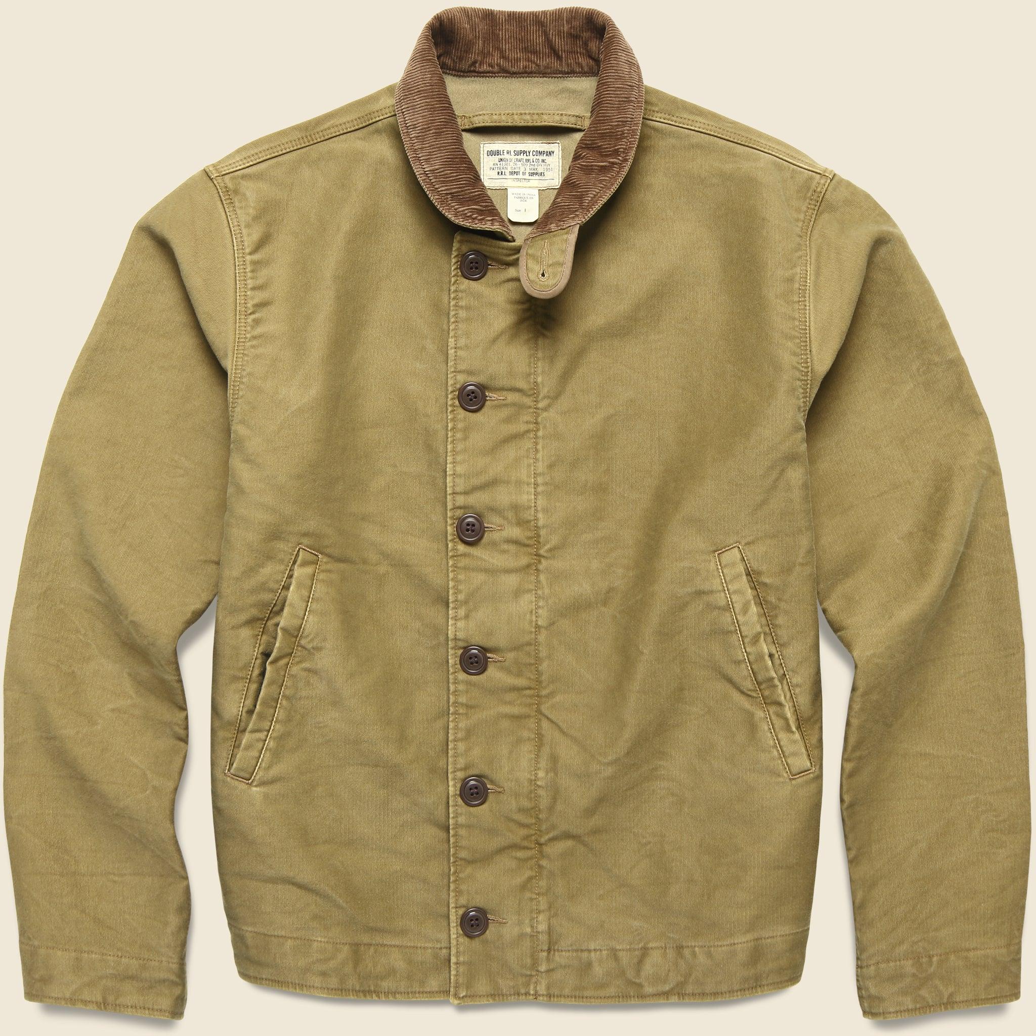 Corduroy Collar Deck Jacket - Khaki