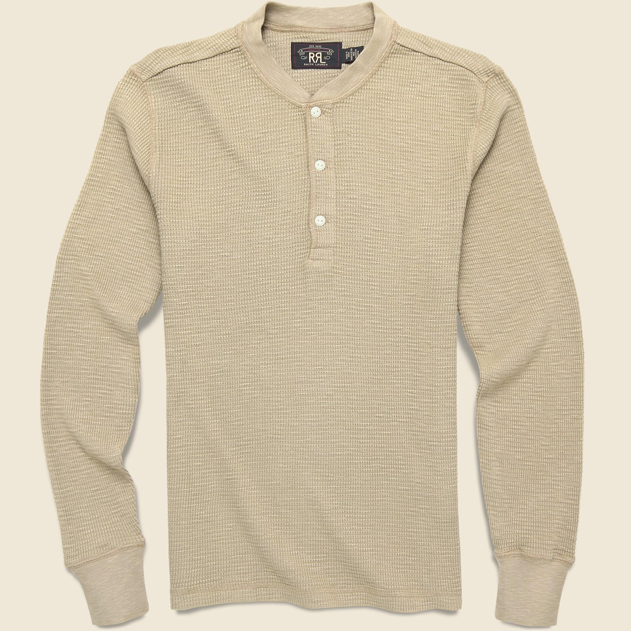 Waffle Knit Henley - Spring Beige