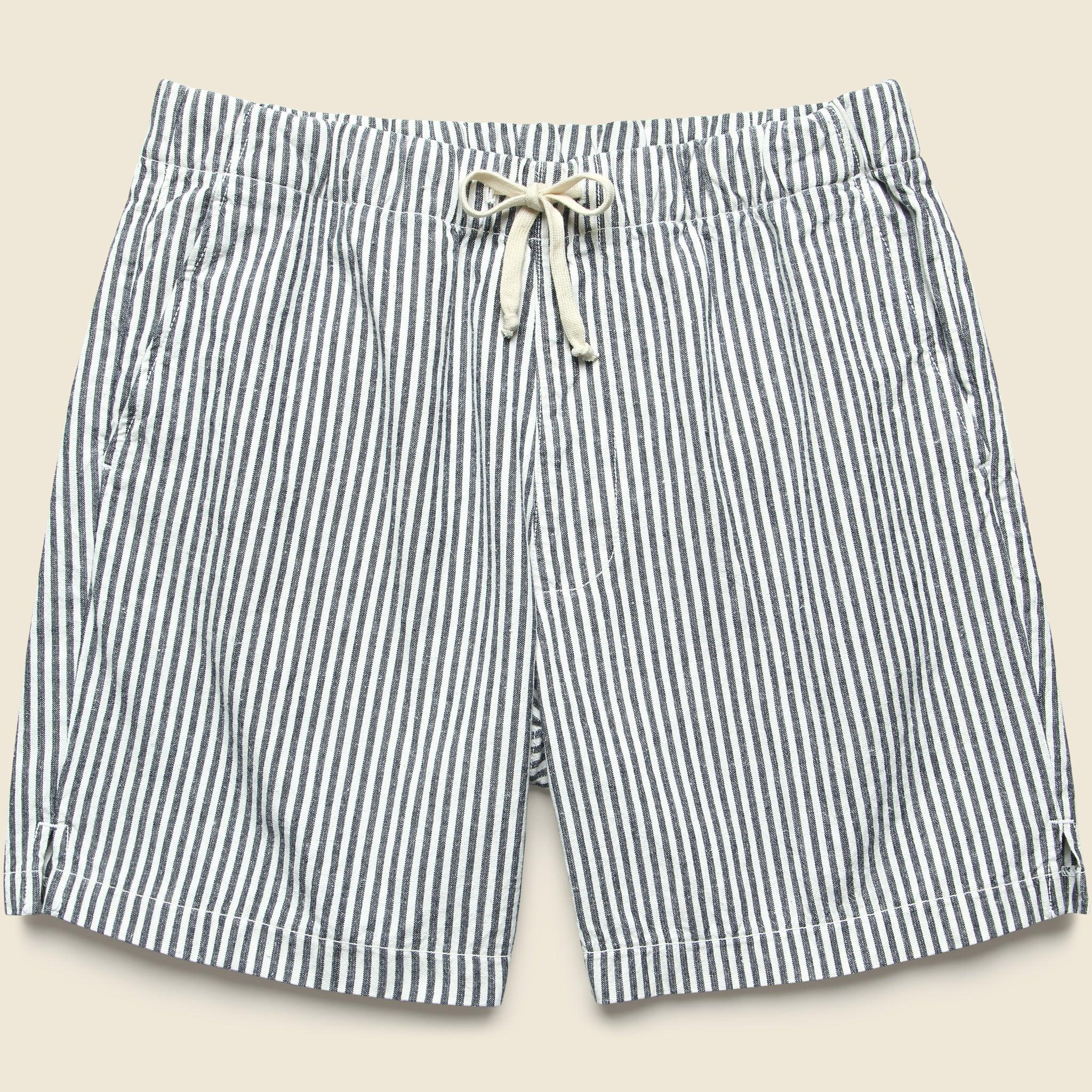6" Hemp Stripe Easy Shorts - Natural/Navy