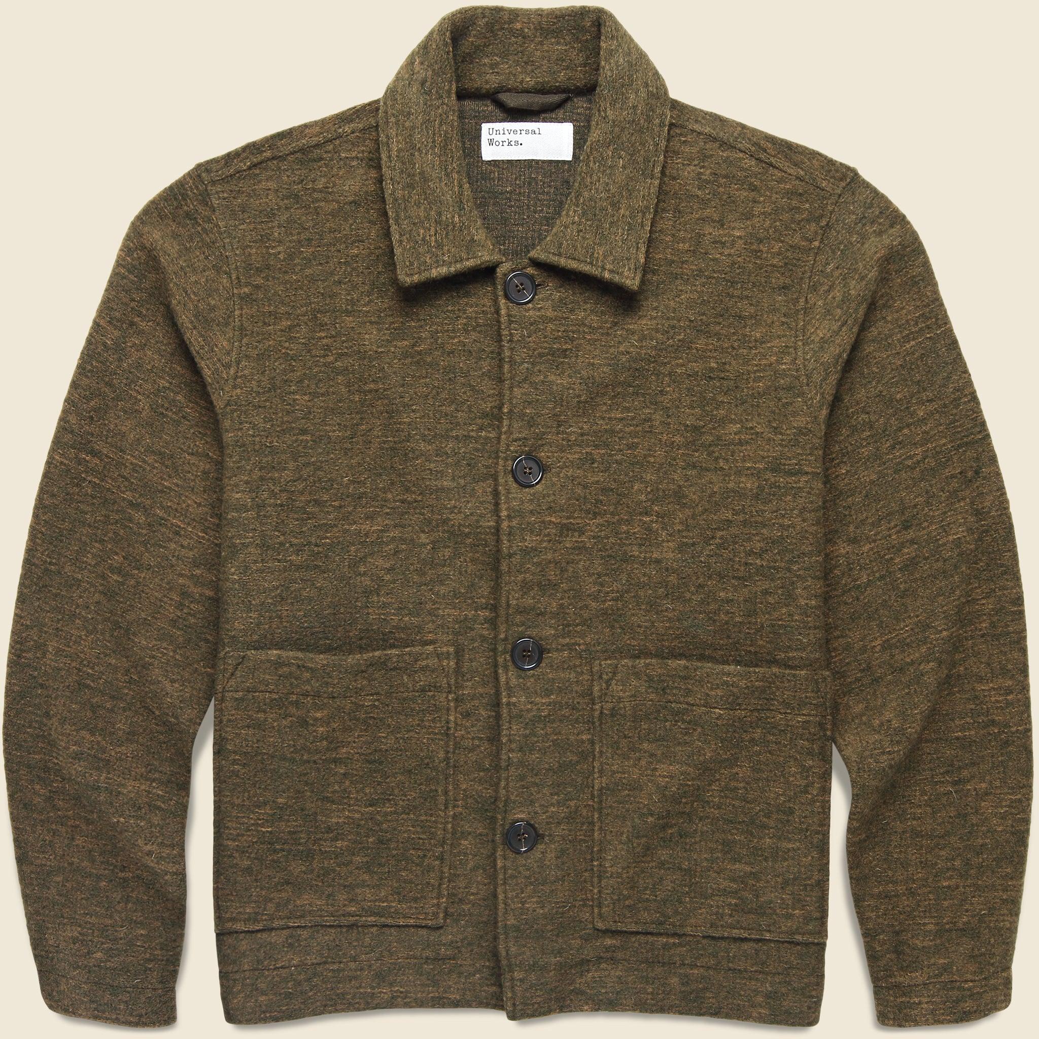 Wool Knit Rams Jacket - Olive