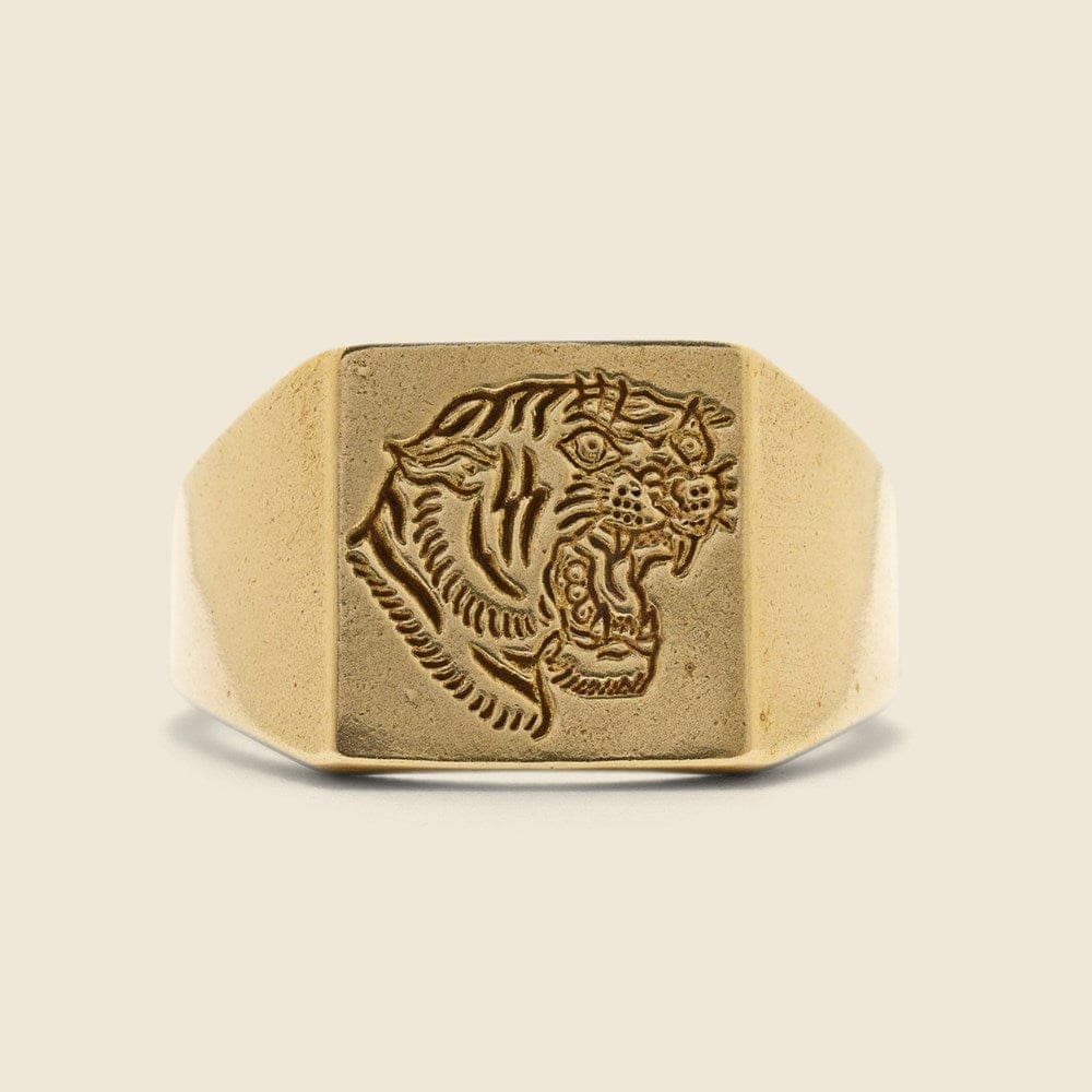 Tiger Signet Ring - Brass