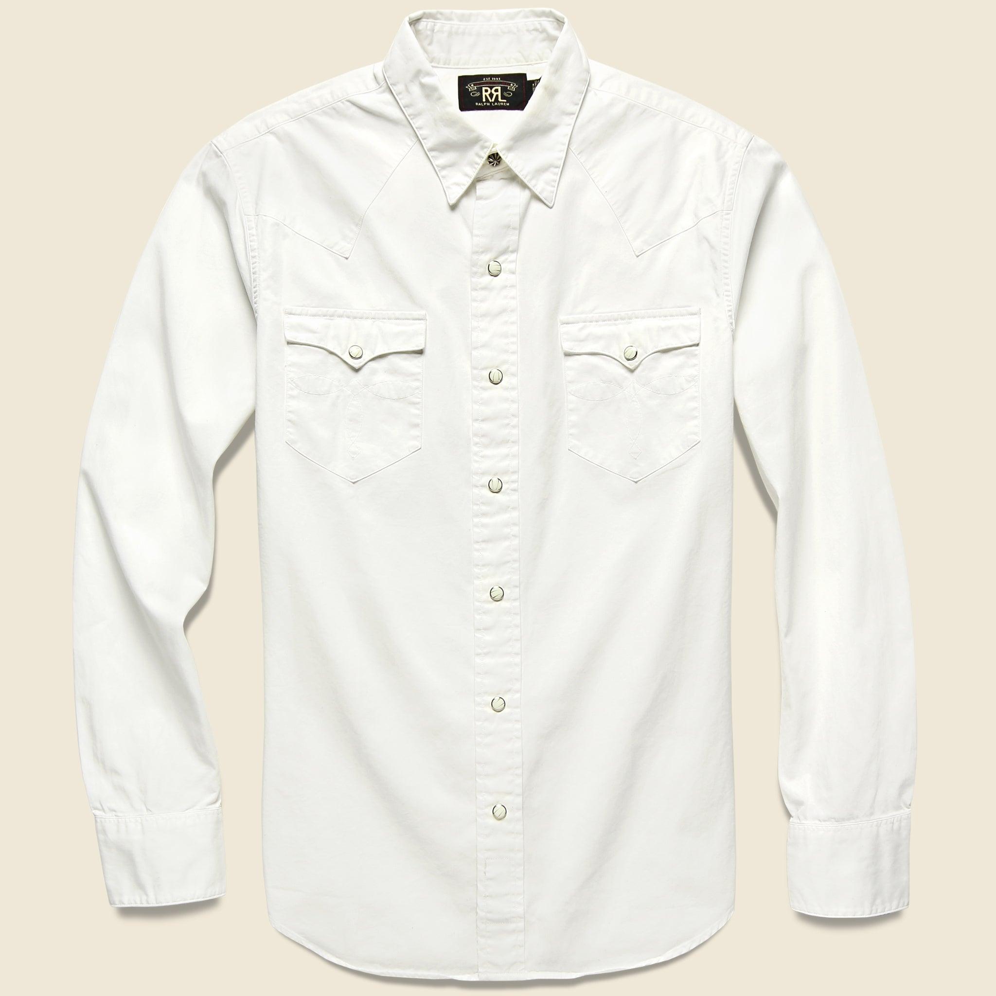 Slim Fit Lightweight Western Shirt - White