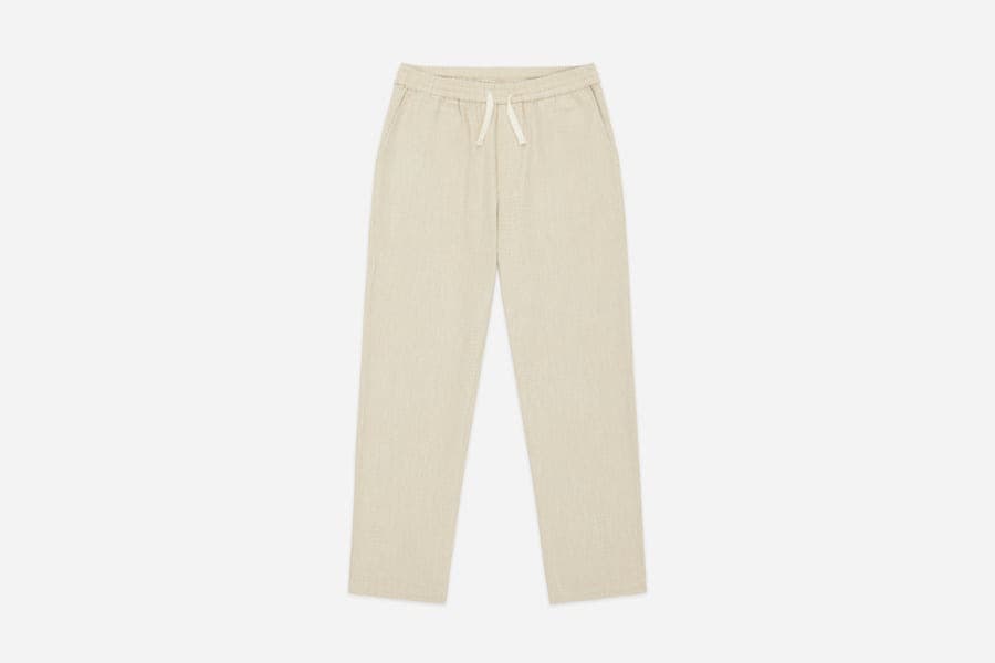 Easy Pant Alabaster Cotton/Linen 雪花石膏色棉麻混紡休閒綁帶長褲