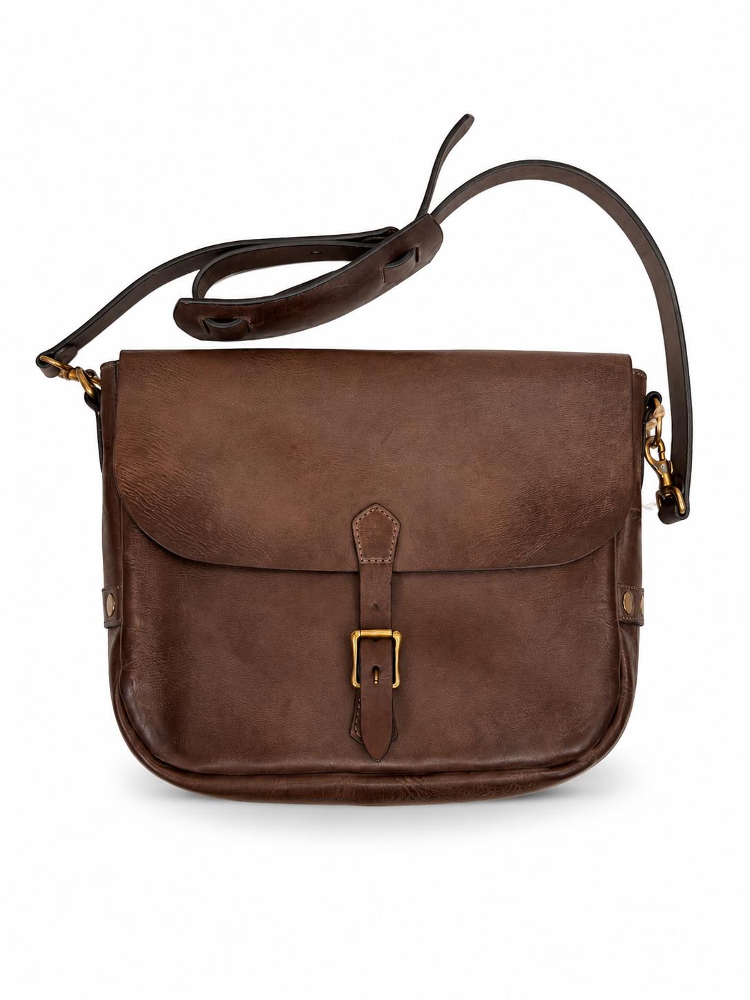 Leather Postman Shoulder Bag Regular Gray 60s經典郵差包中號 - 灰咖啡色