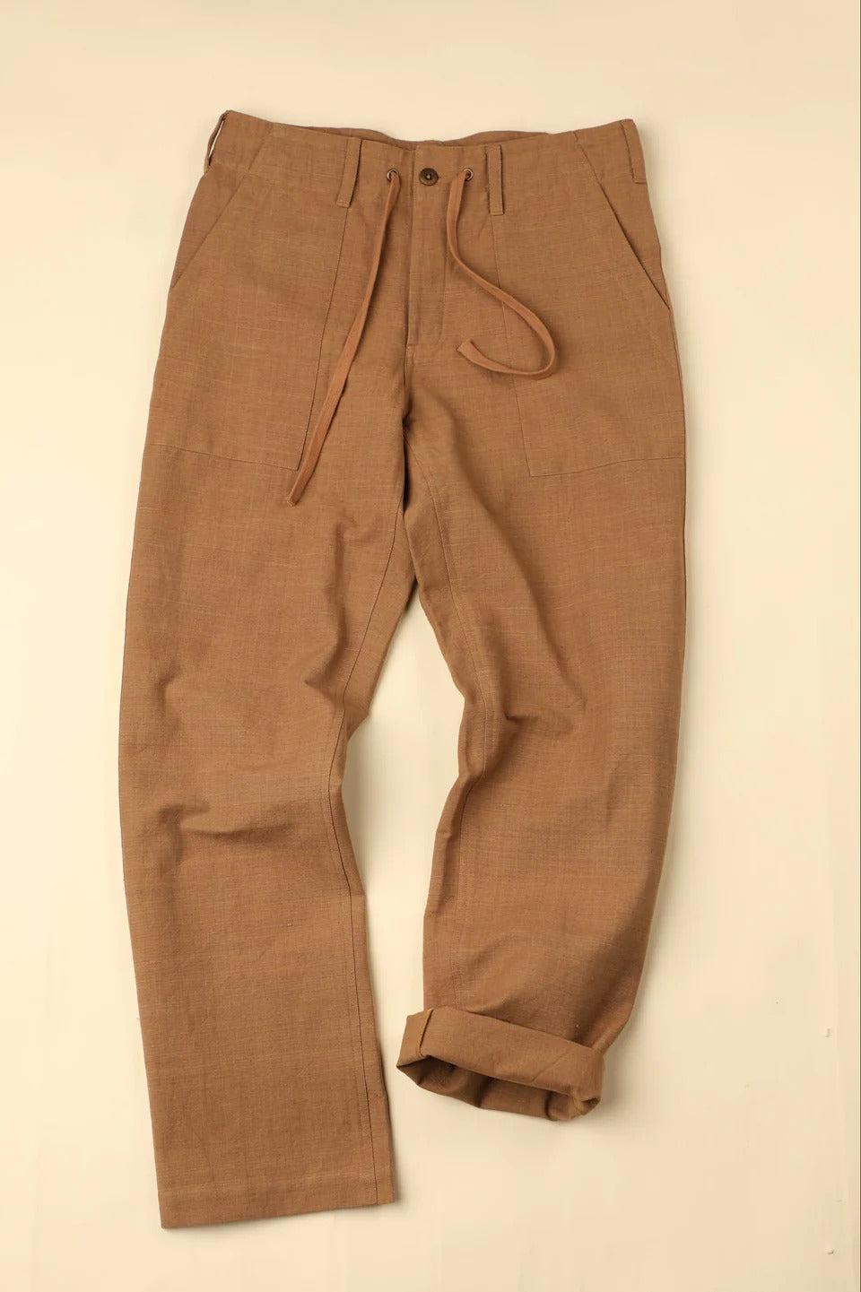 【INDI+ASH】OBELISK PANT - Powerloom Canvas Cutch 天然兒茶染鏽橘色軍裝長褲