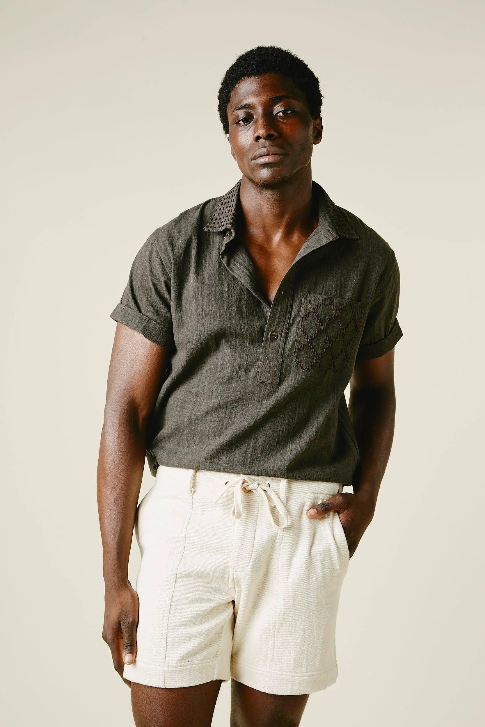 【INDI+ASH】OBELISK SHORT - Powerloom Denim Natural 原棉色丹寧軍風短褲