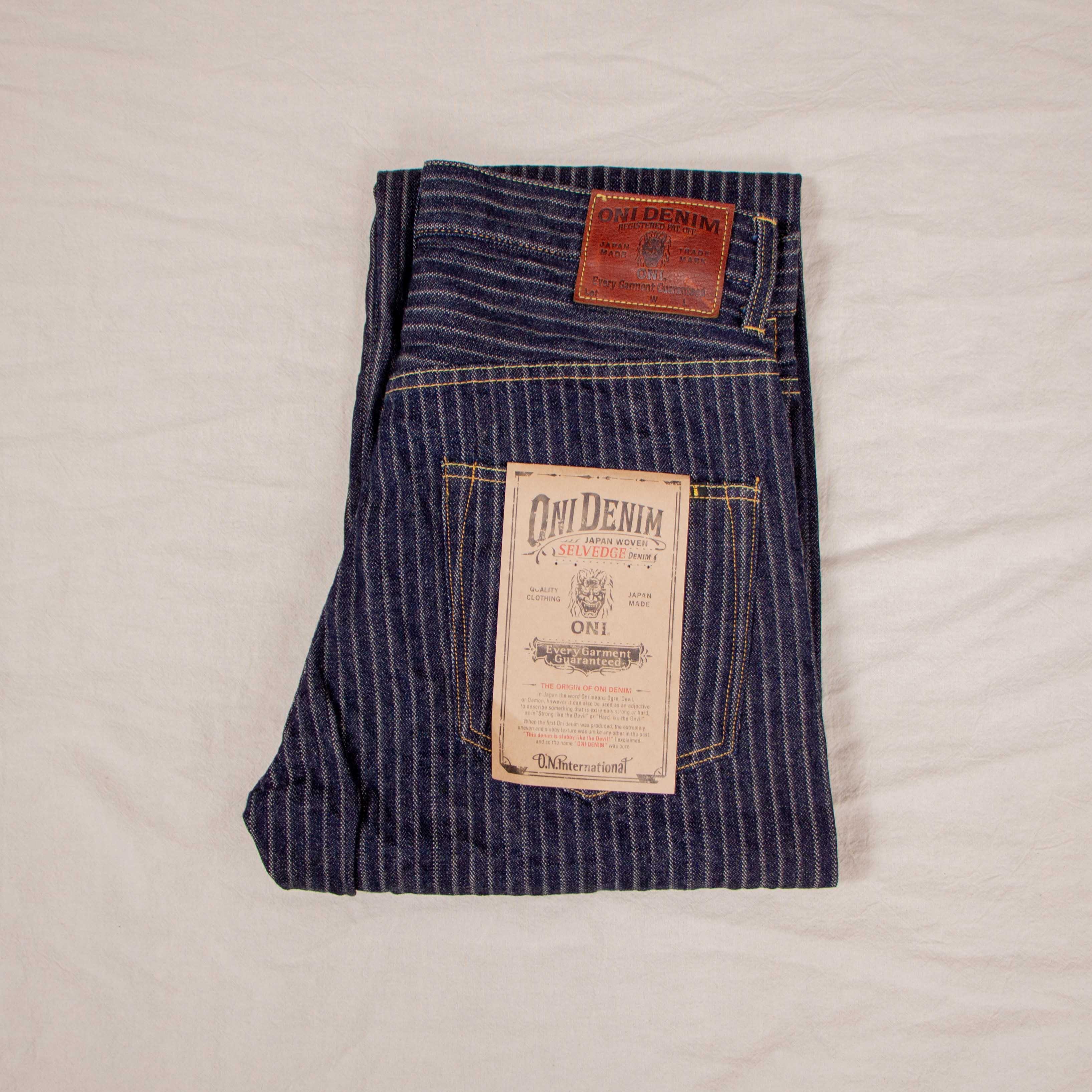 266-HJS Drop Needle Stitching 特殊抽針緹花條紋寬鬆直筒牛仔褲