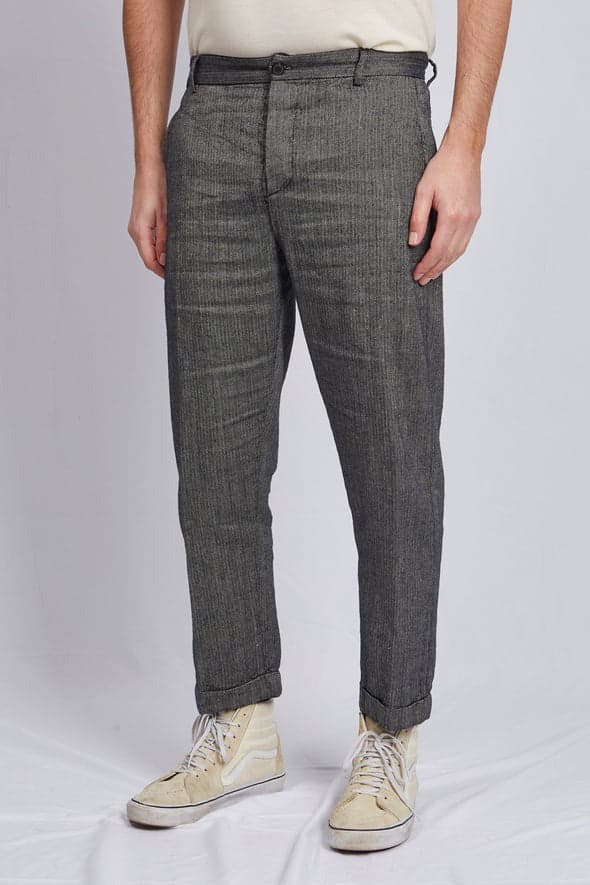 Garments】ALVISE Hemp Wool Spina Marcata 3213 人字紋羊毛混棉麻休閒西裝長褲