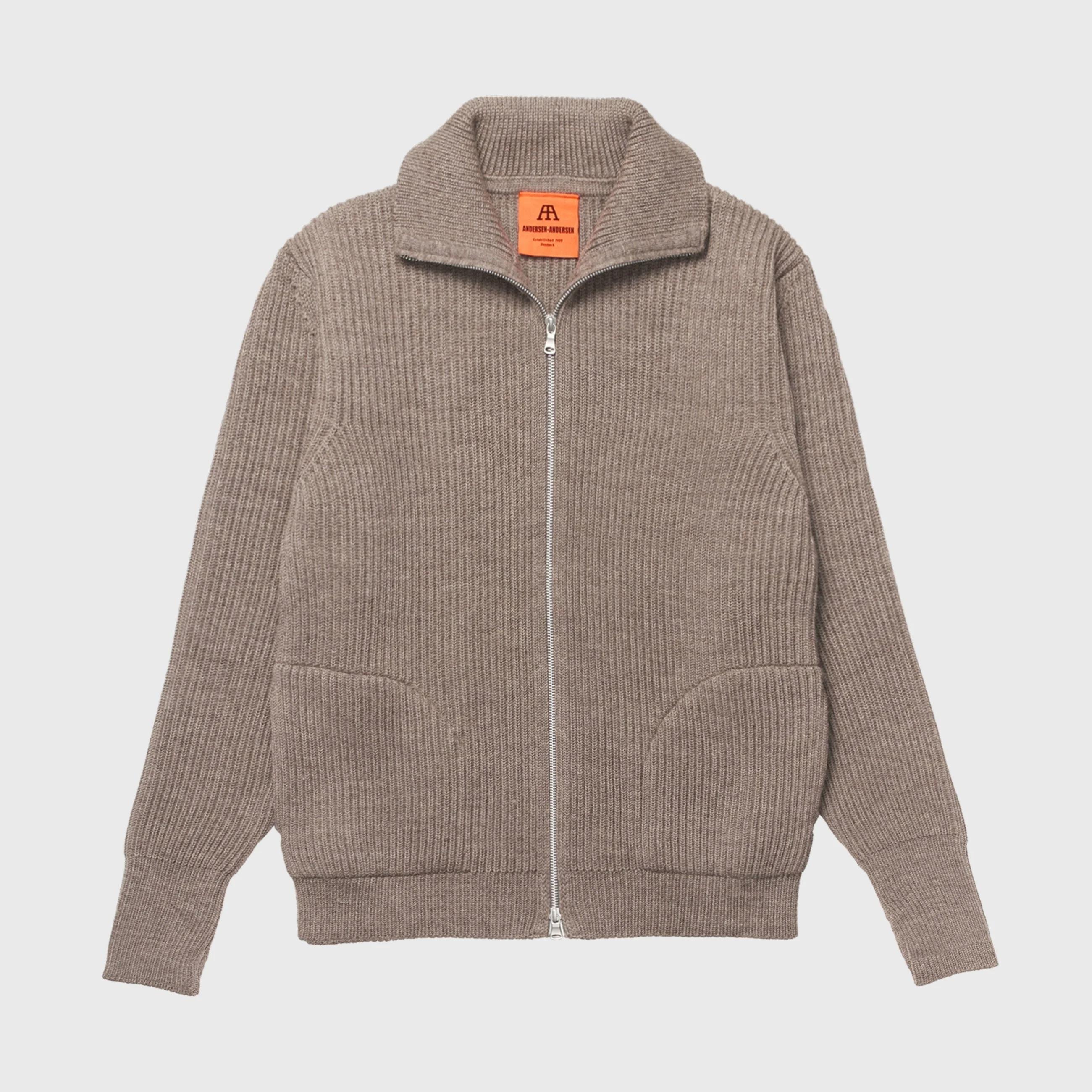 【Andersen Andersen】Full Zip Pocket Jacket Natural Taupe 精紡可瑞黛爾羊毛雙向拉鍊口袋毛衣大地原毛色