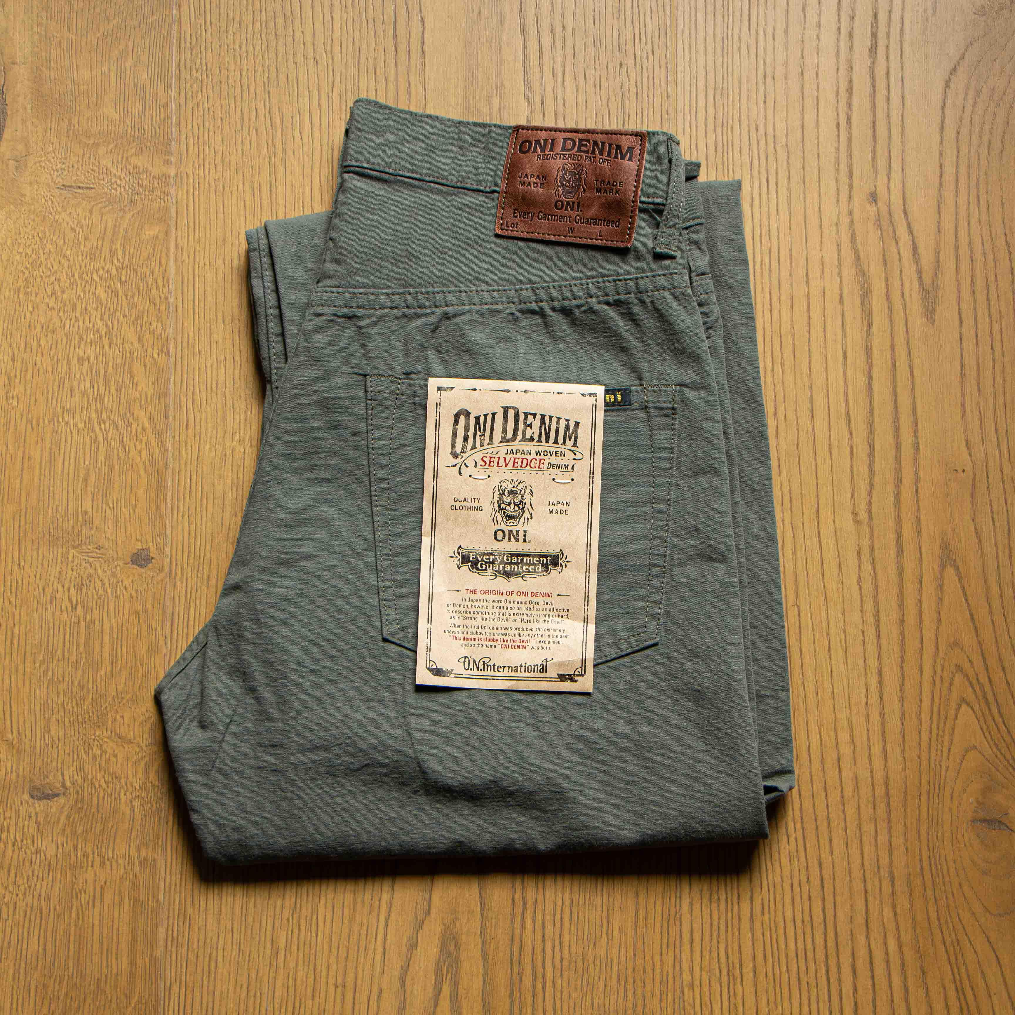 200-8GG Green Gray Betacham Selvedge Chambray 復古綠布邊水手布寬鬆直筒牛仔褲