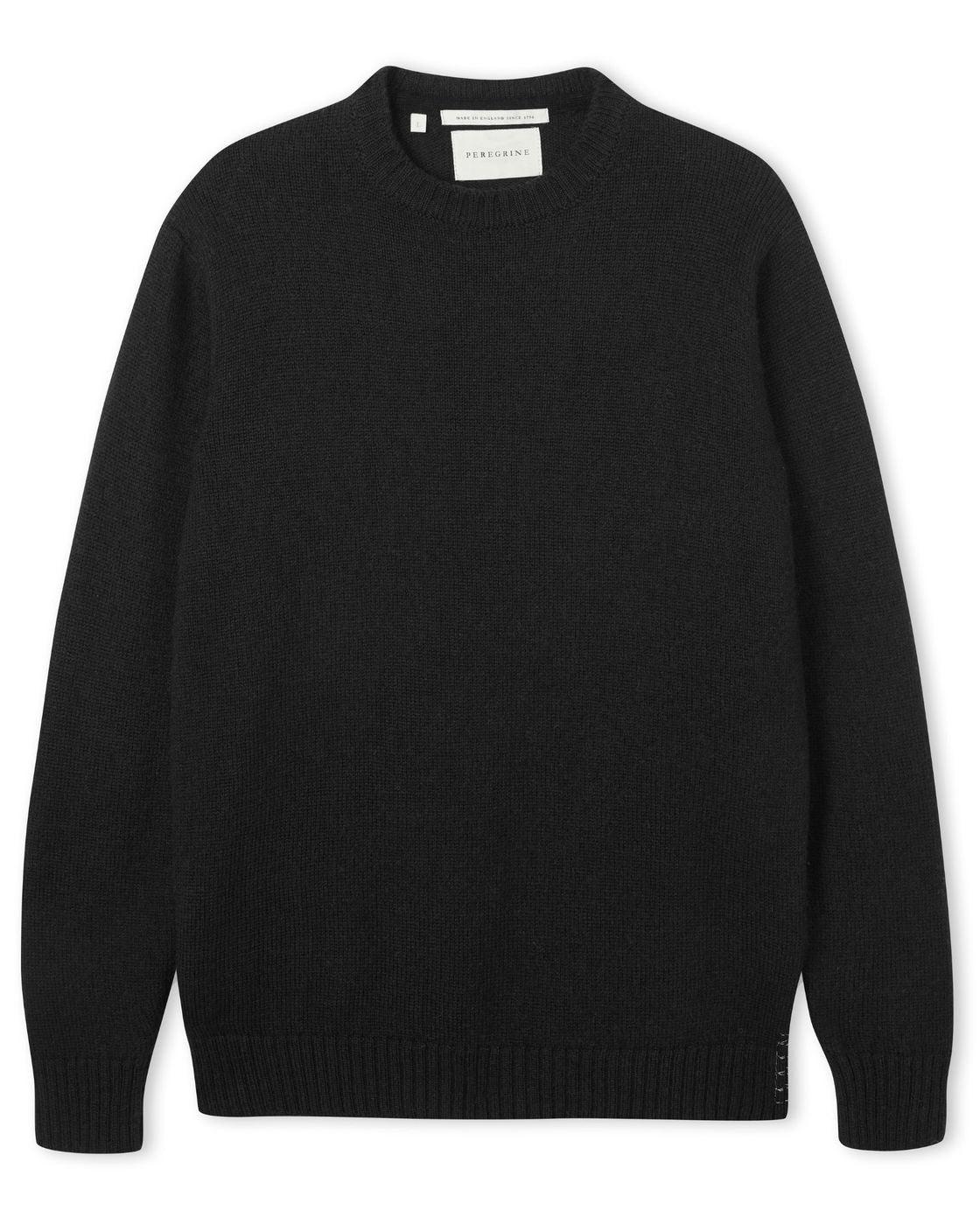 Makers Stitch Crew Sweater Black 黑色水洗美麗諾圓領毛衣