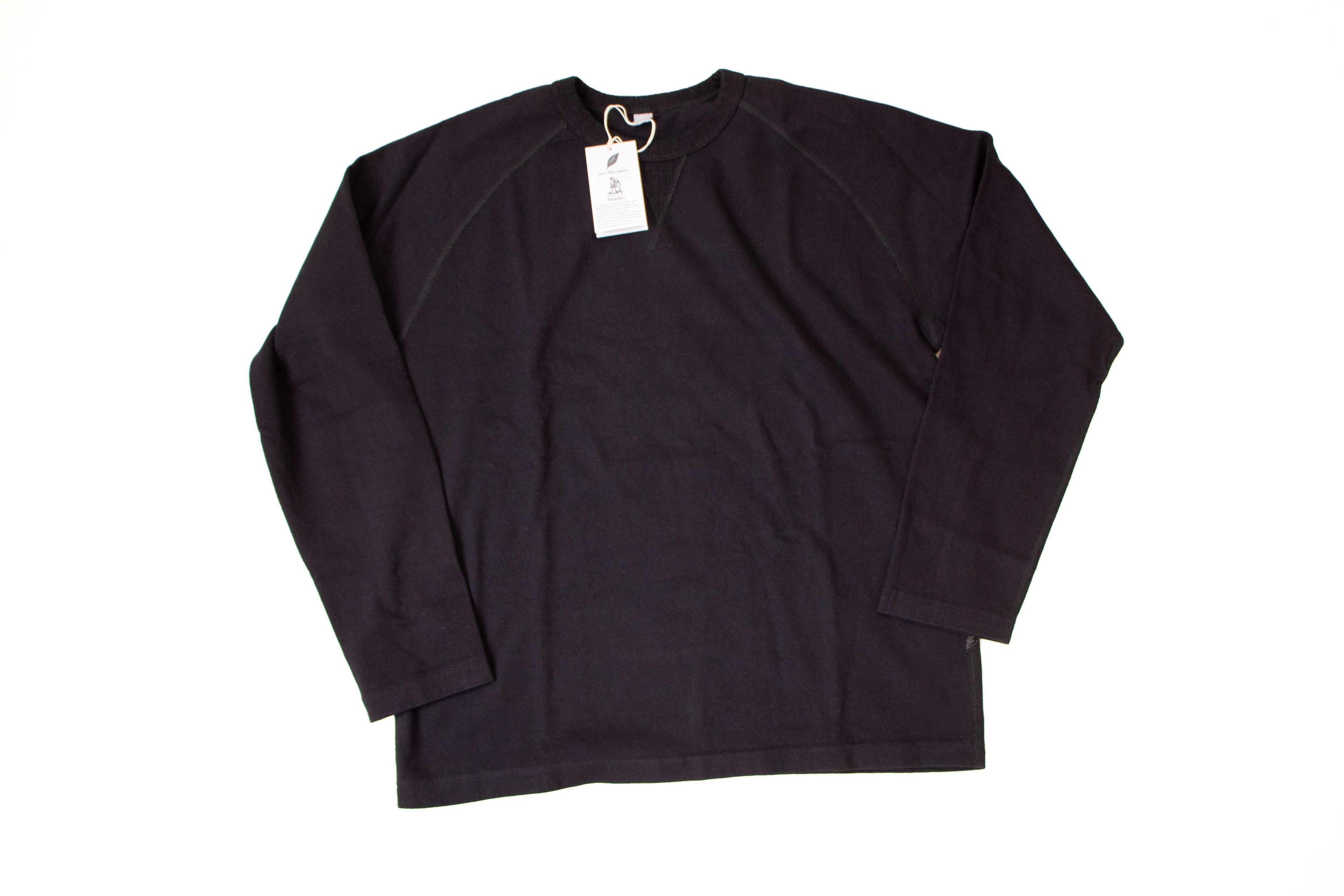 5413-IDBK 11oz Raglan Sweatshirt - Indigo Black 靛藍過染黑厚磅圓領長袖
