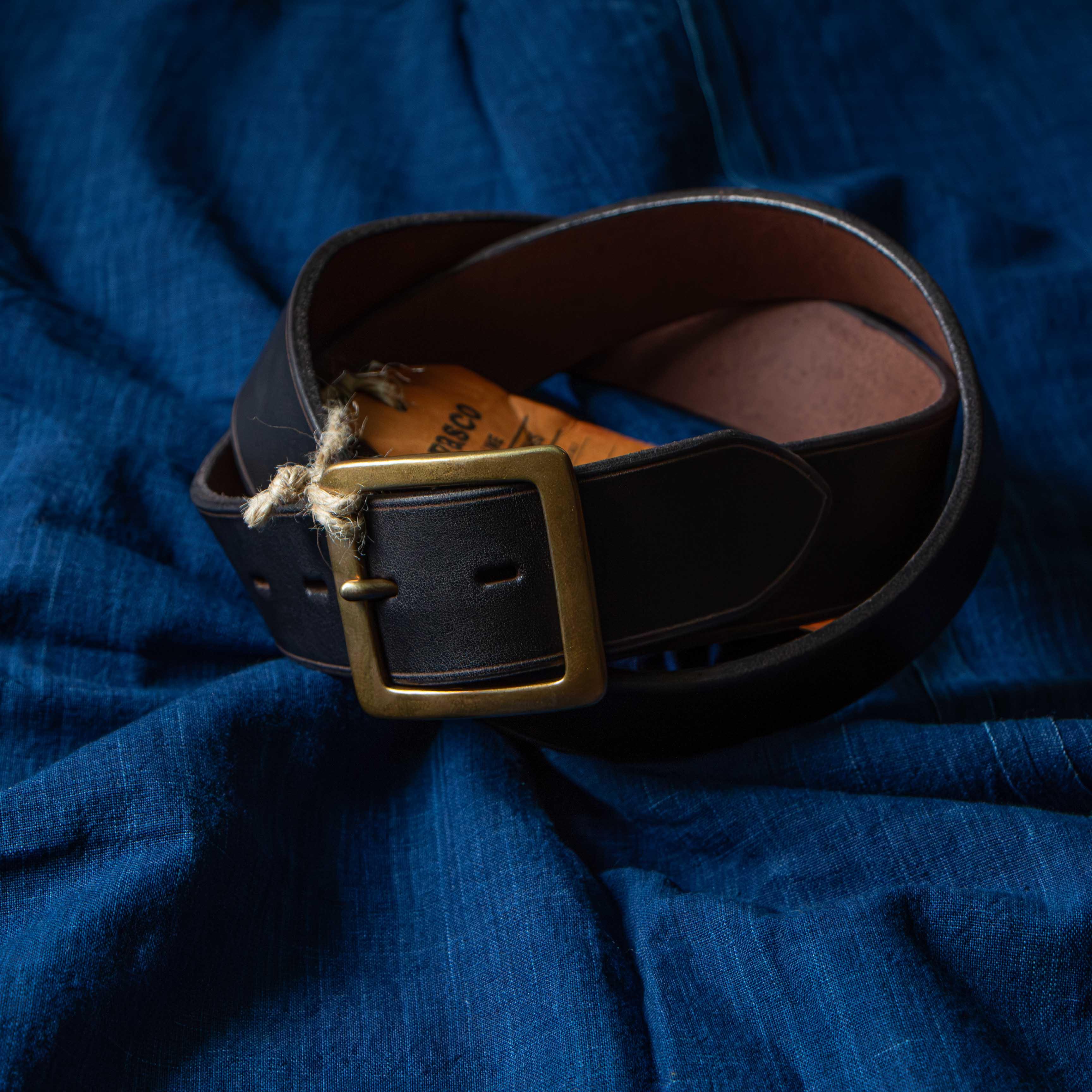 Leather Garrison Belt Black 茶芯牛皮寬版皮帶黑色