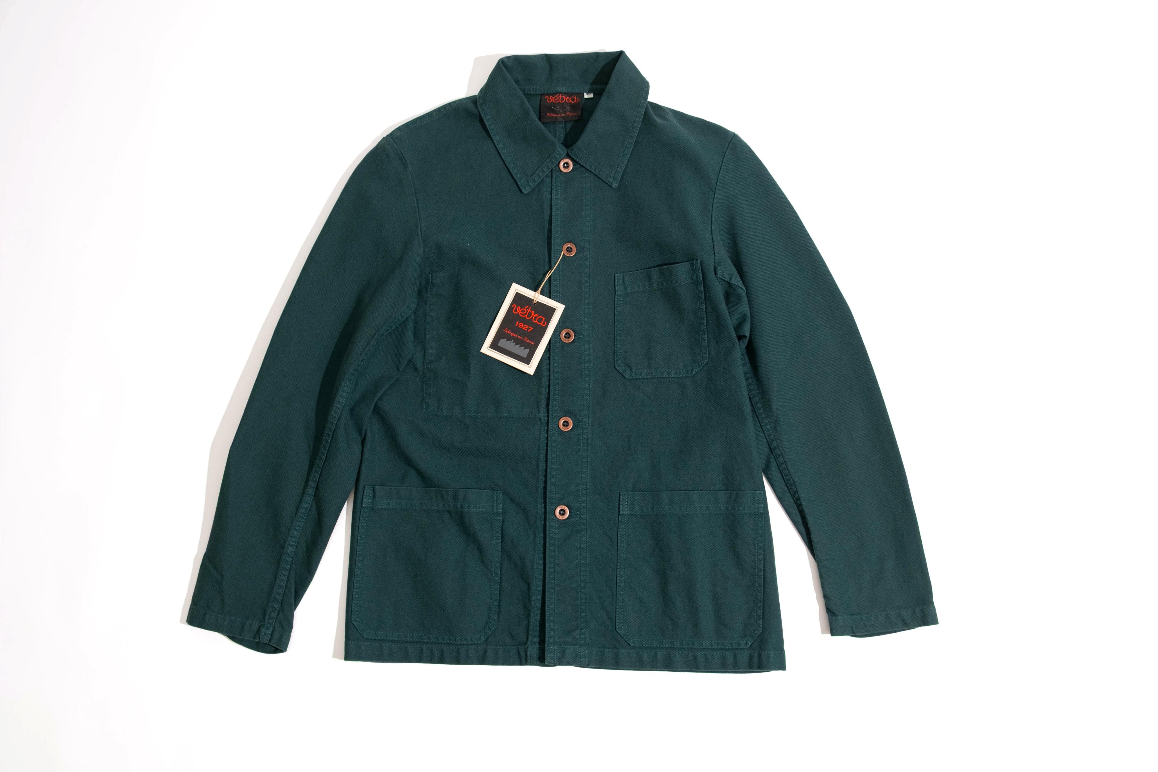 French Workwear 1G87/5C Organic Twill Jacket BOTTLE 瓶綠色斜紋布法式工裝夾克