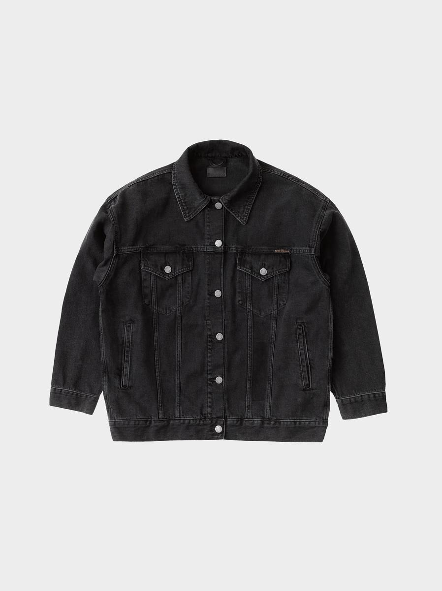 女版三代落肩水洗外套 Elin Black Trace Denim Jacket