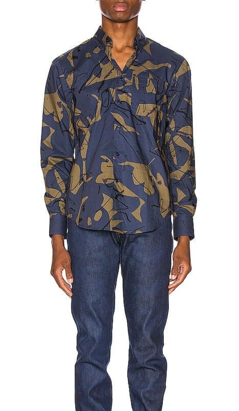 【Naked and Famous】Easy Shirt - Abstract Mod Print - Blue / 復古幾何