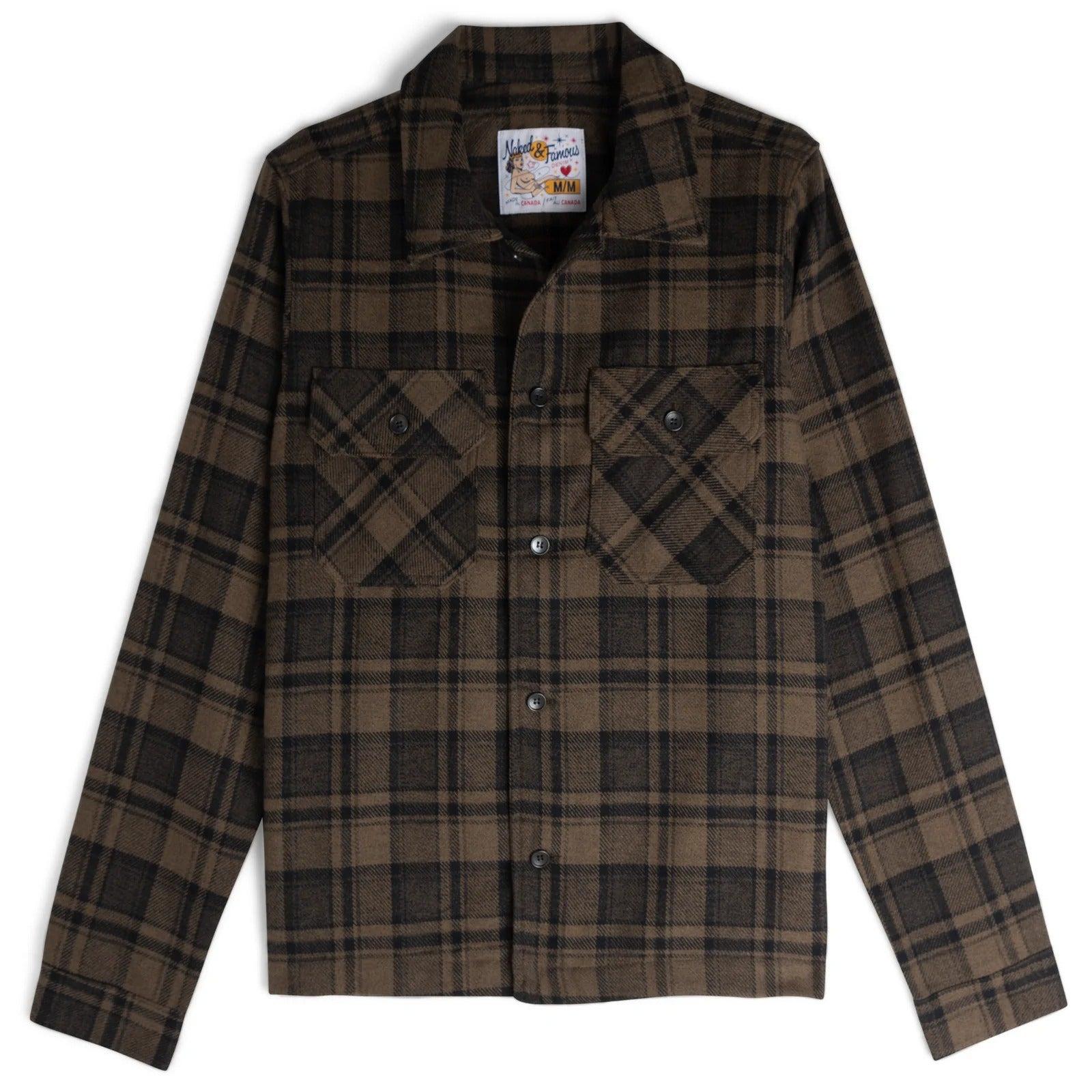 【Naked and Famous】Work Shirt - Heavy Vintage Flannel - Earth／合身重磅 日本雜色撚紗 法蘭絨襯衫外套
