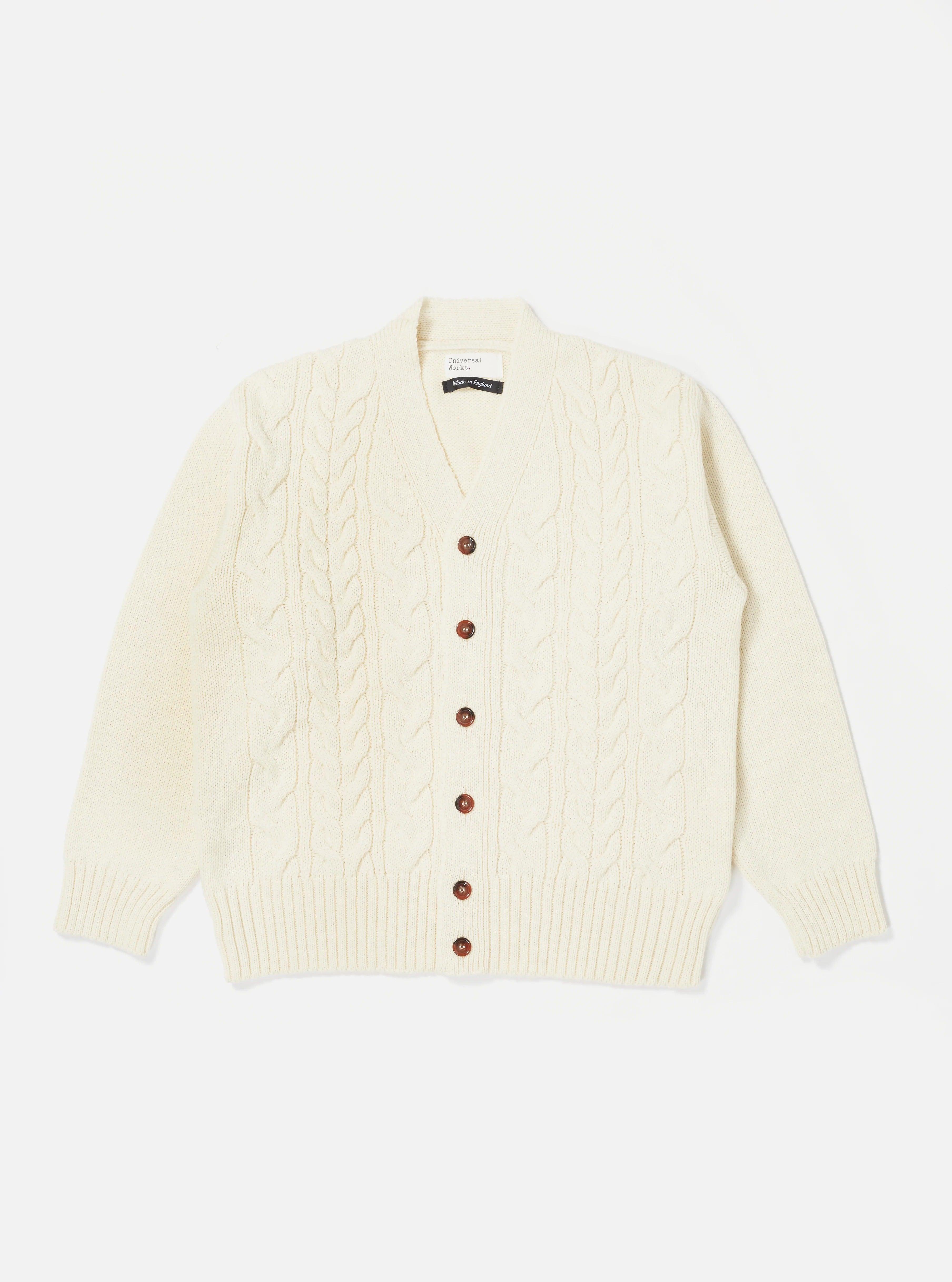 Cable Knit Cardigan In Ecru Soft Wool 親膚羊毛針織毛衣
