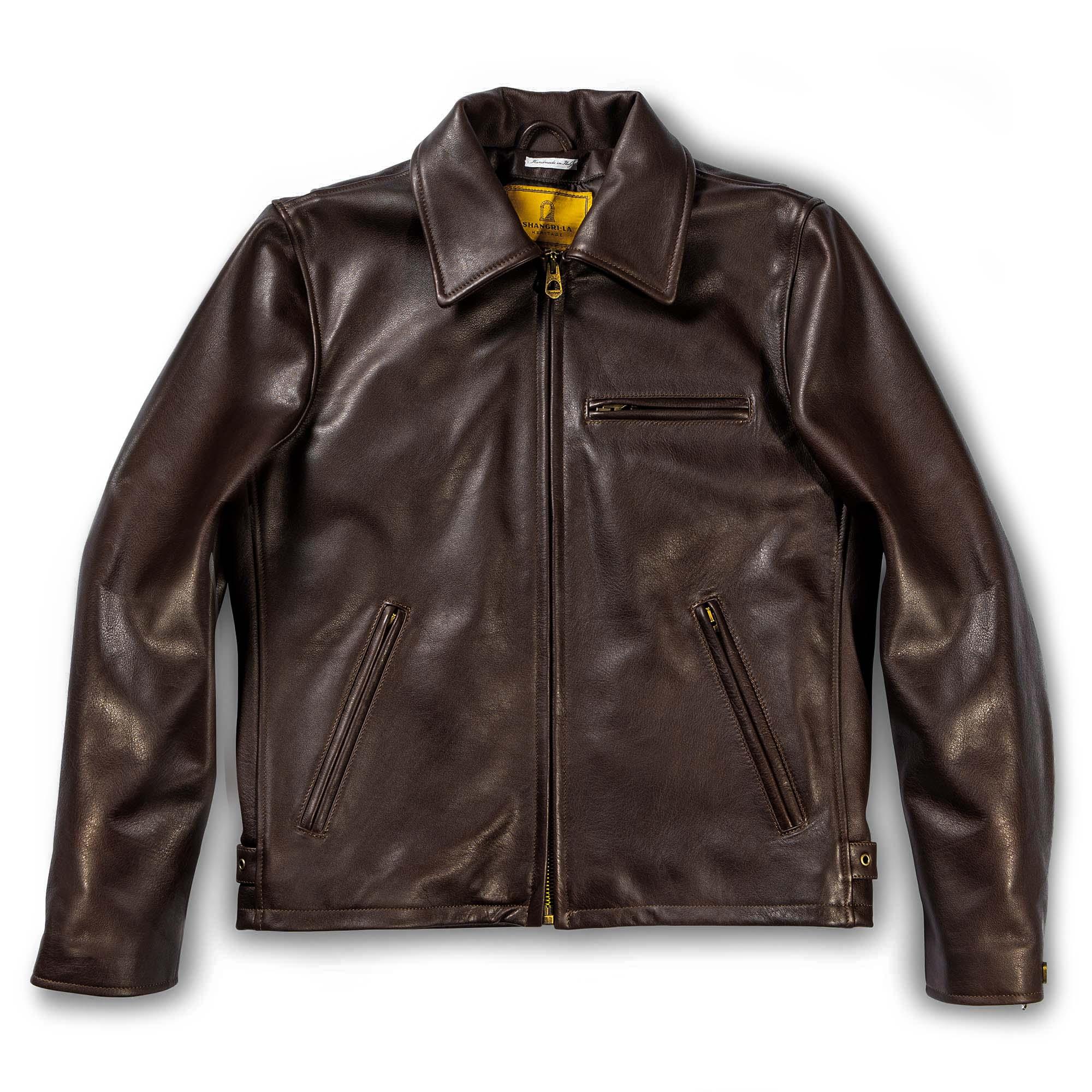 Varenne Brown Leather Jacket 40年代經典咖啡色茶芯皮衣