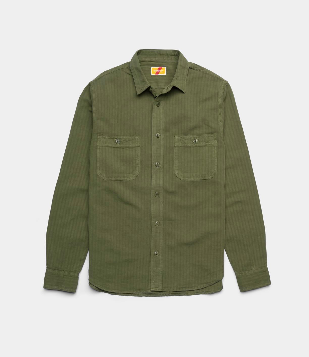 Cotton-Linen Workshirt Olive Drab