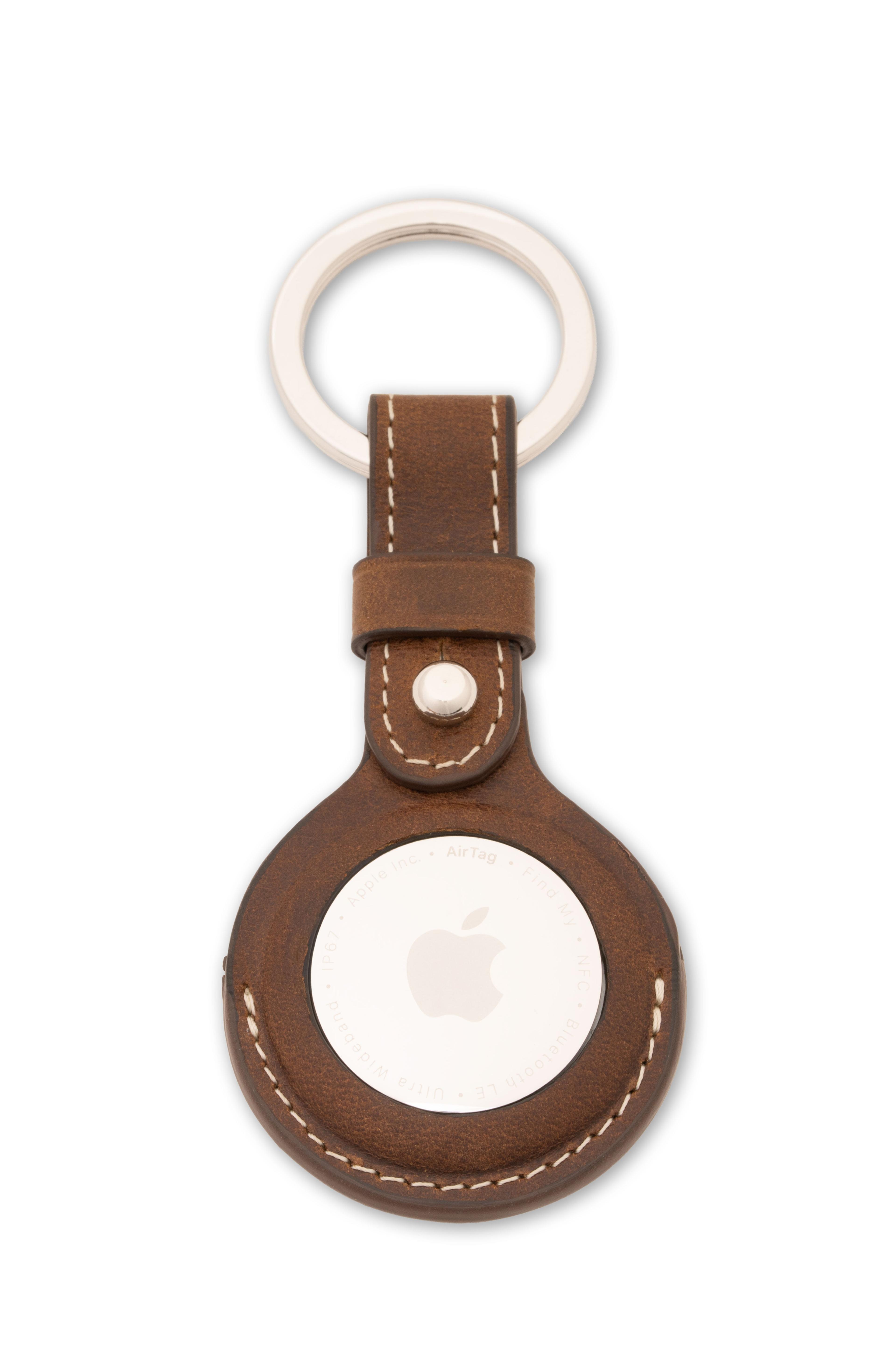 Antique Mahogany Montecristo Leather AirTag Key Ring
