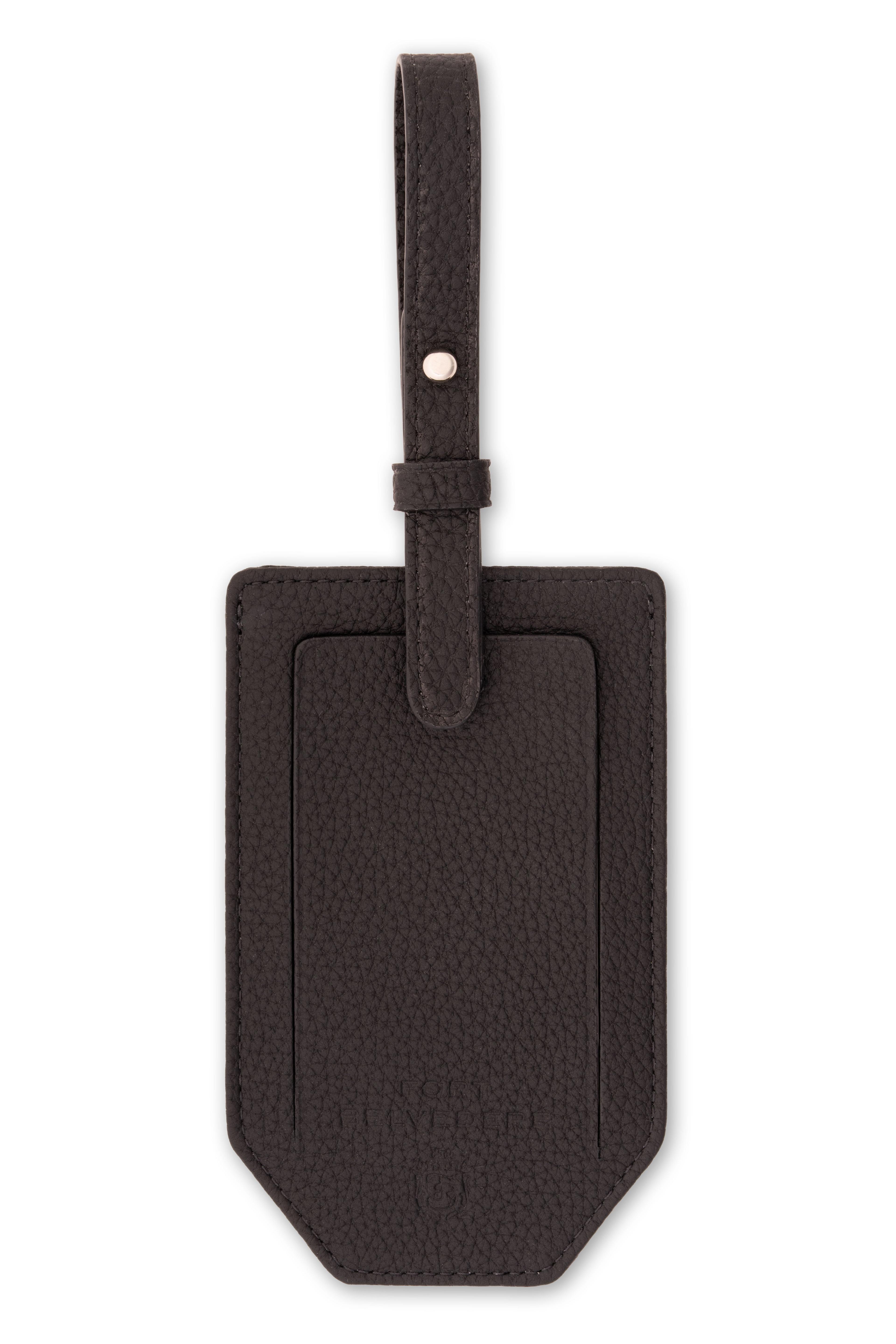 Black Togo Calf Leather Luggage Tag