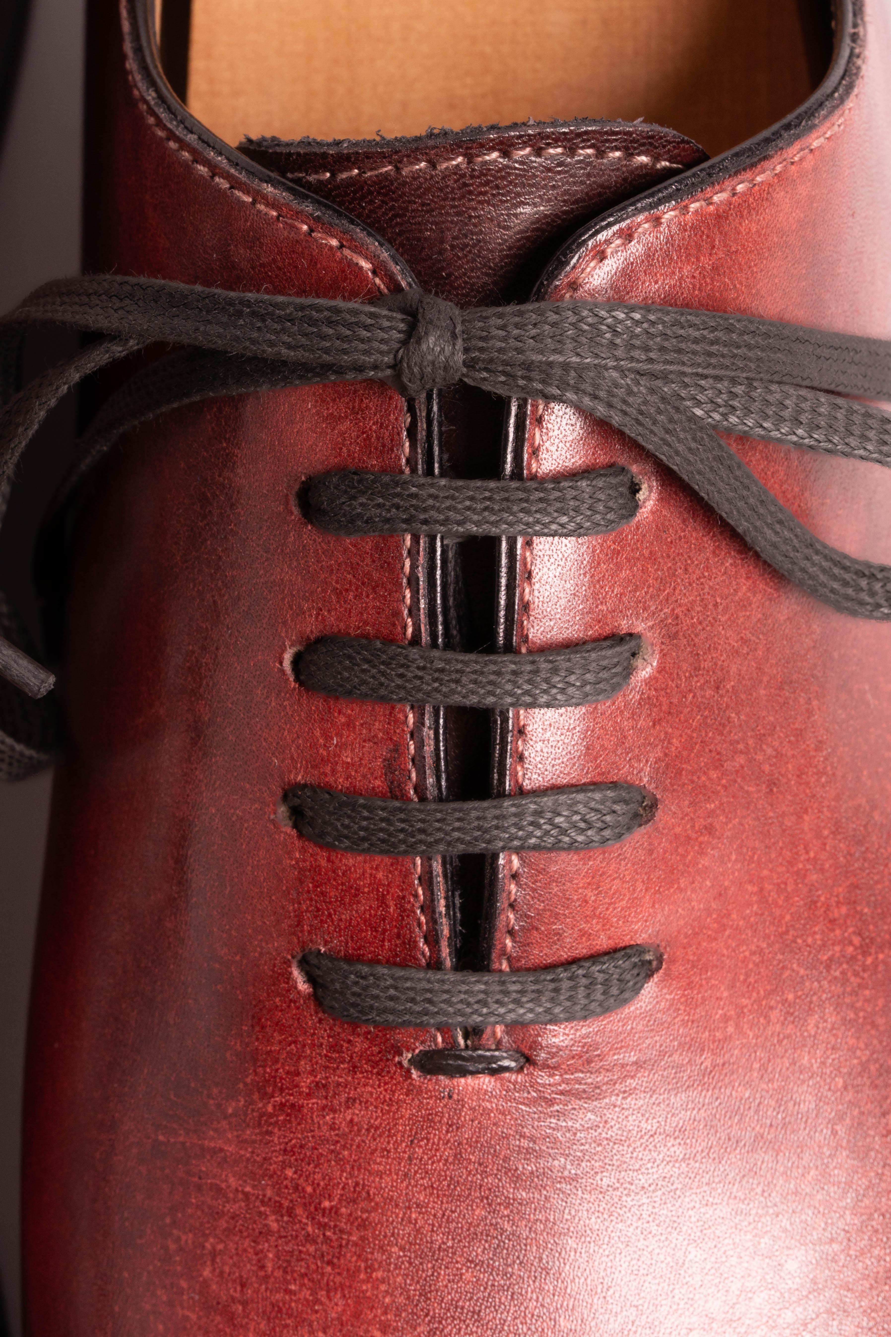 Flat Dark Charcoal Waxed Cotton Shoelaces