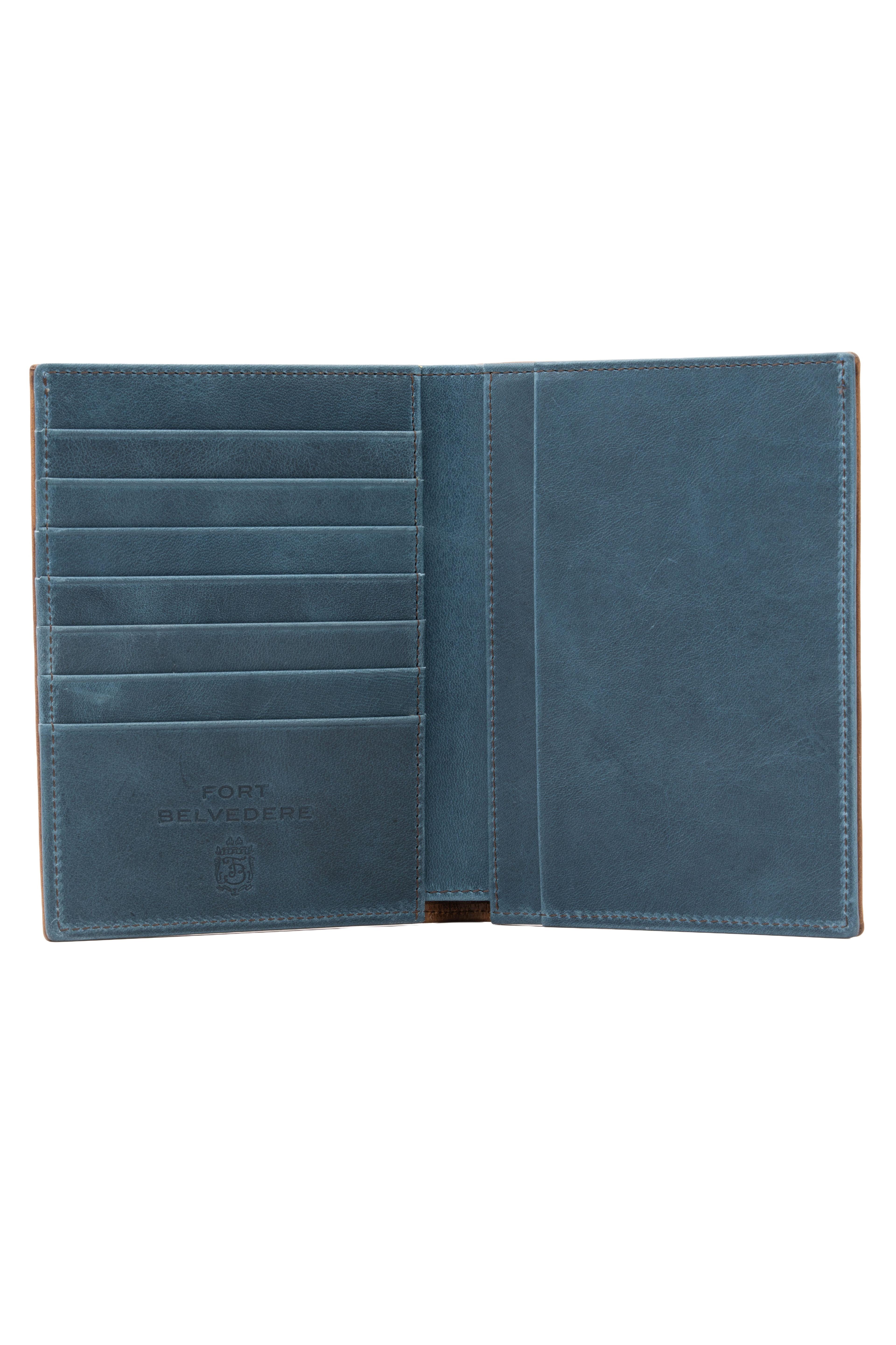 Mahogany & Blue Two Tone Full-Grain Leather Passport Holder