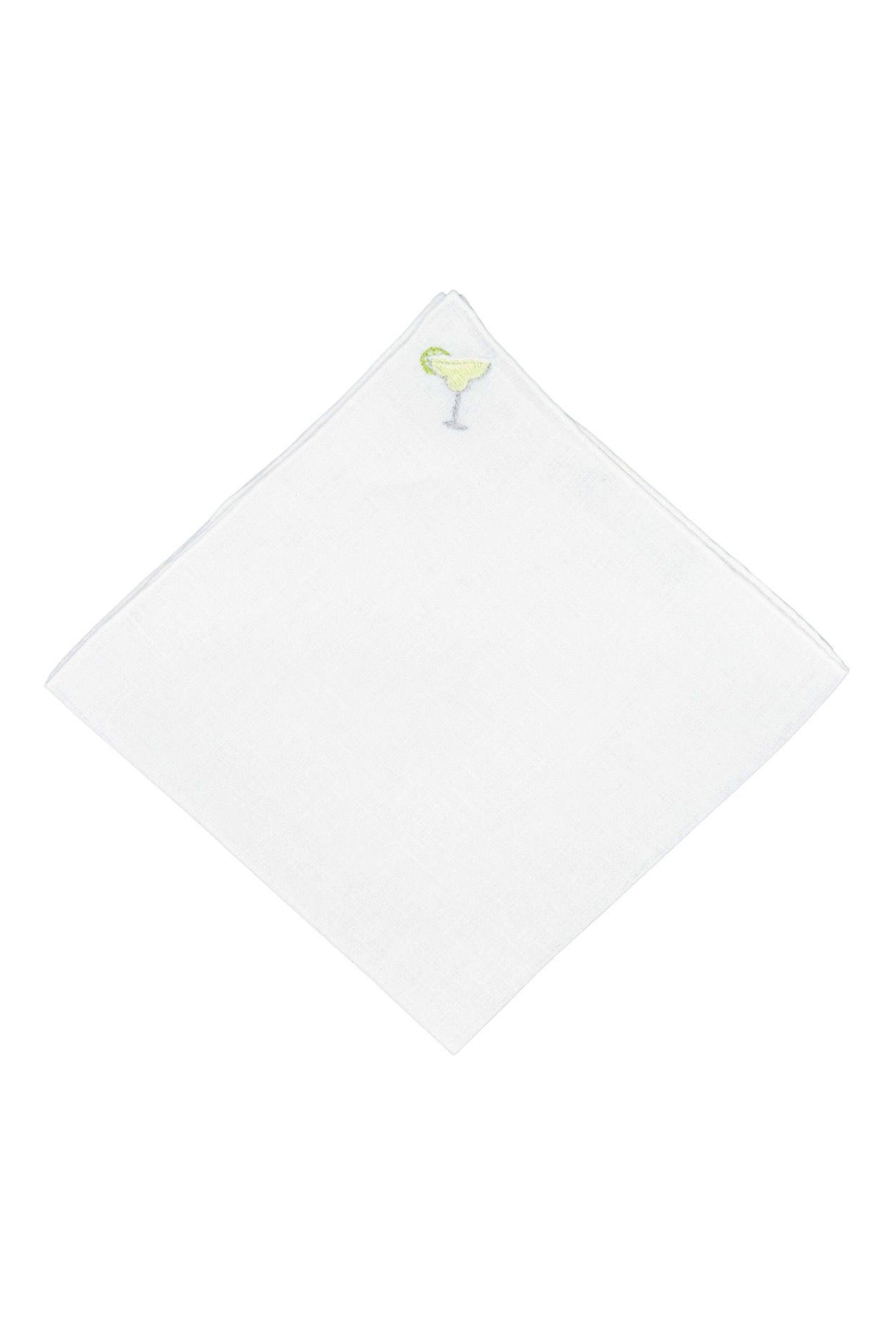 Margarita Cocktail Hand Embroidered Linen Pocket Square