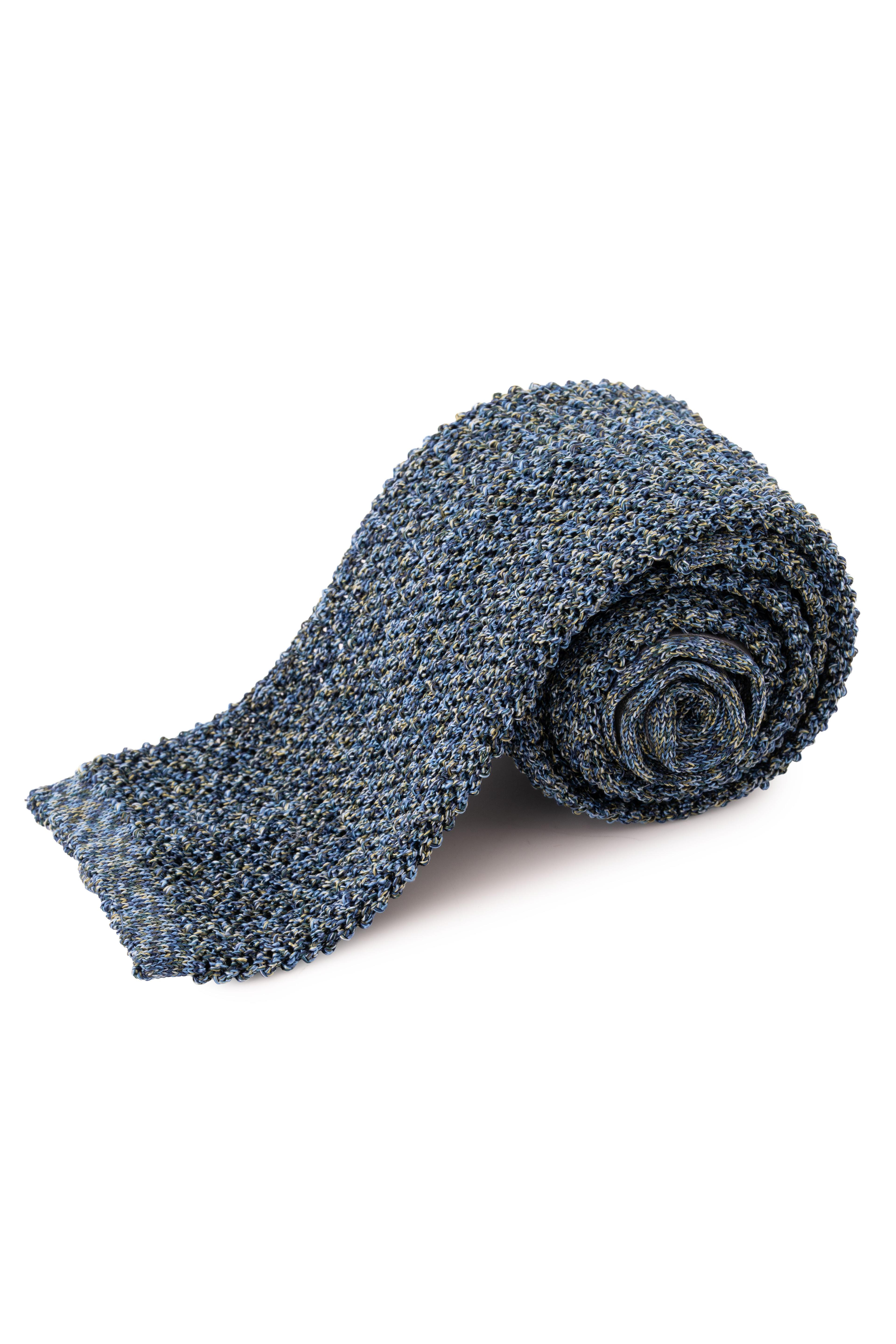 Melange Blue & Green Silk Knit Tie
