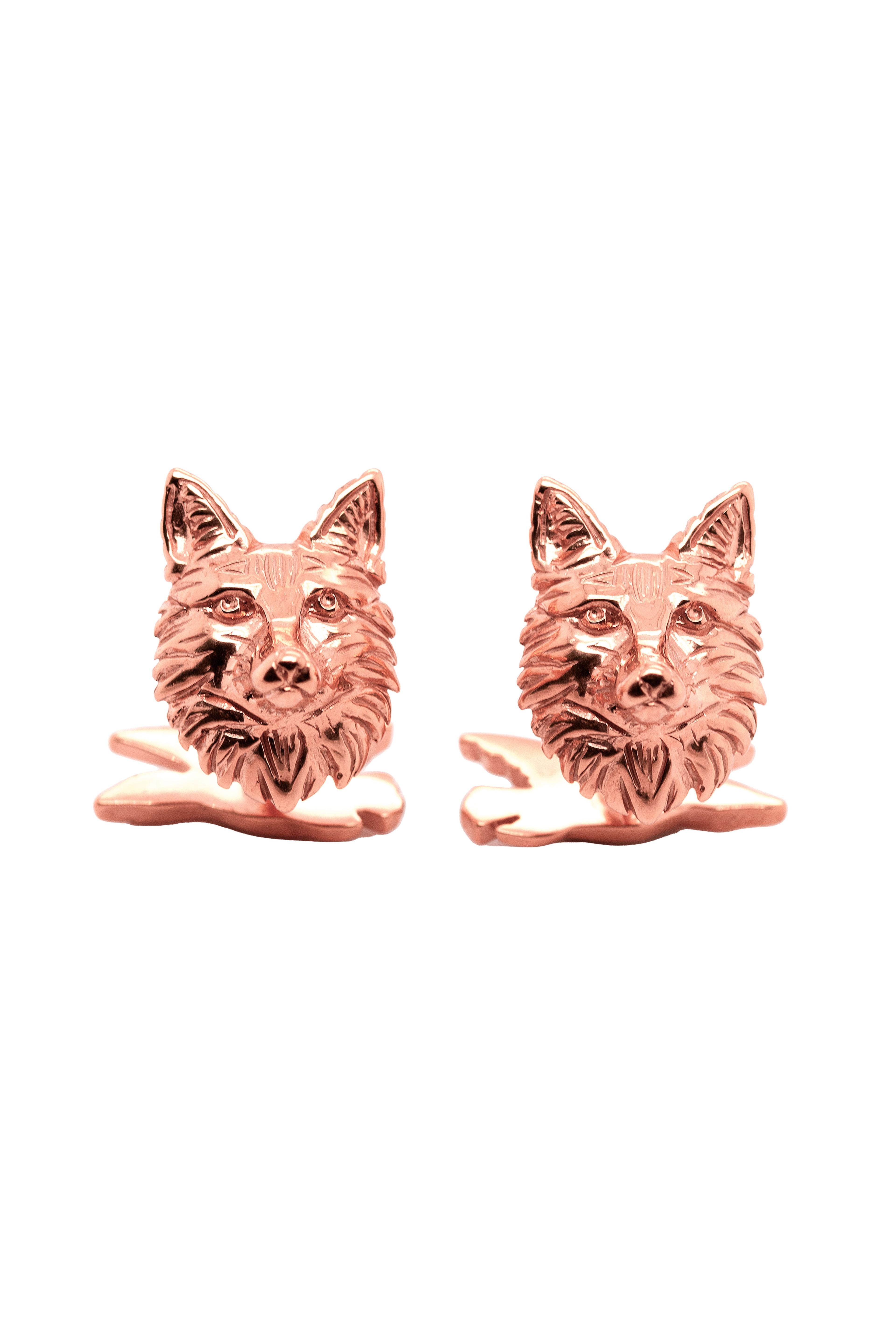 Solid Rose Gold Fox & Goose Cufflinks