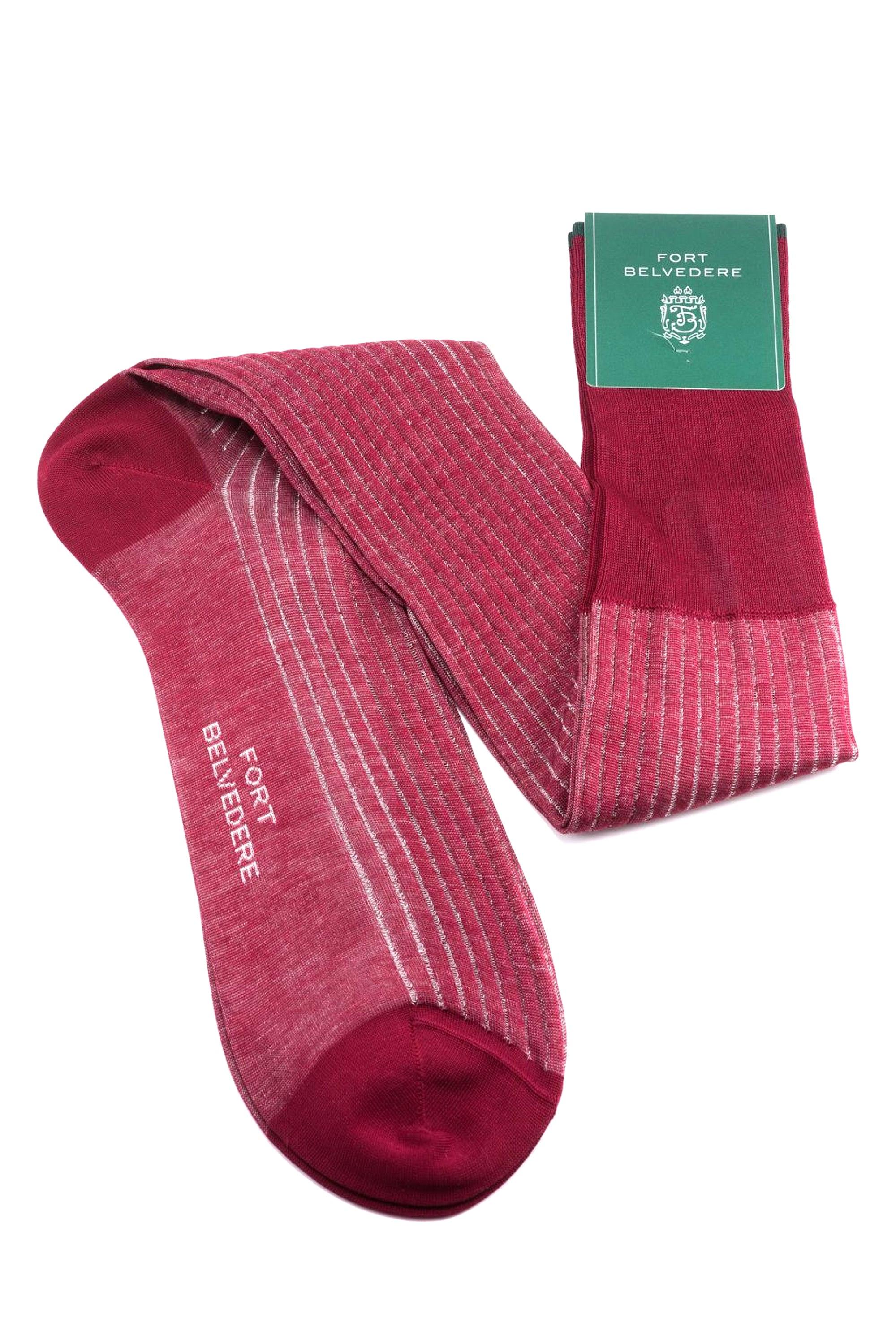 Red & Light Gray Shadow Stripe Lightweight Cotton Socks