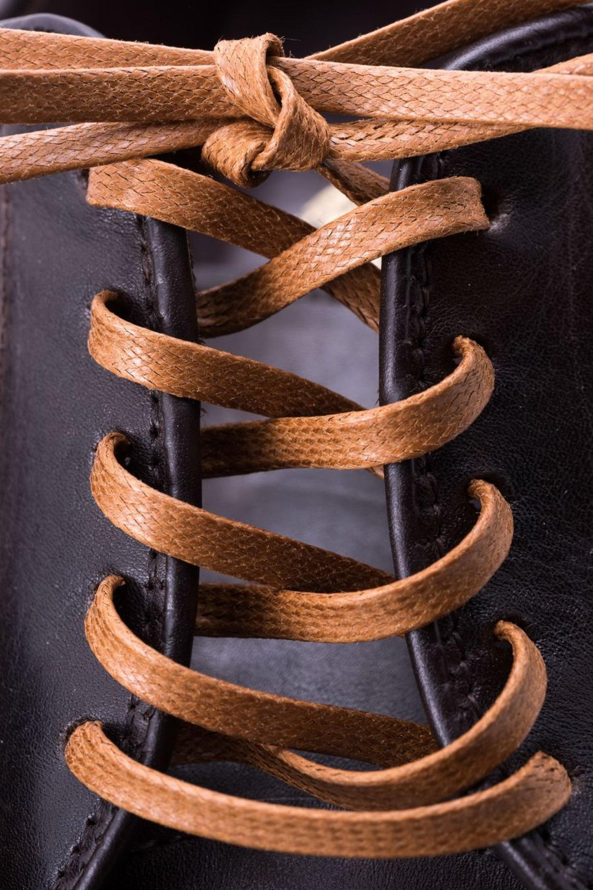 Flat Light Brown Waxed Cotton Shoelaces