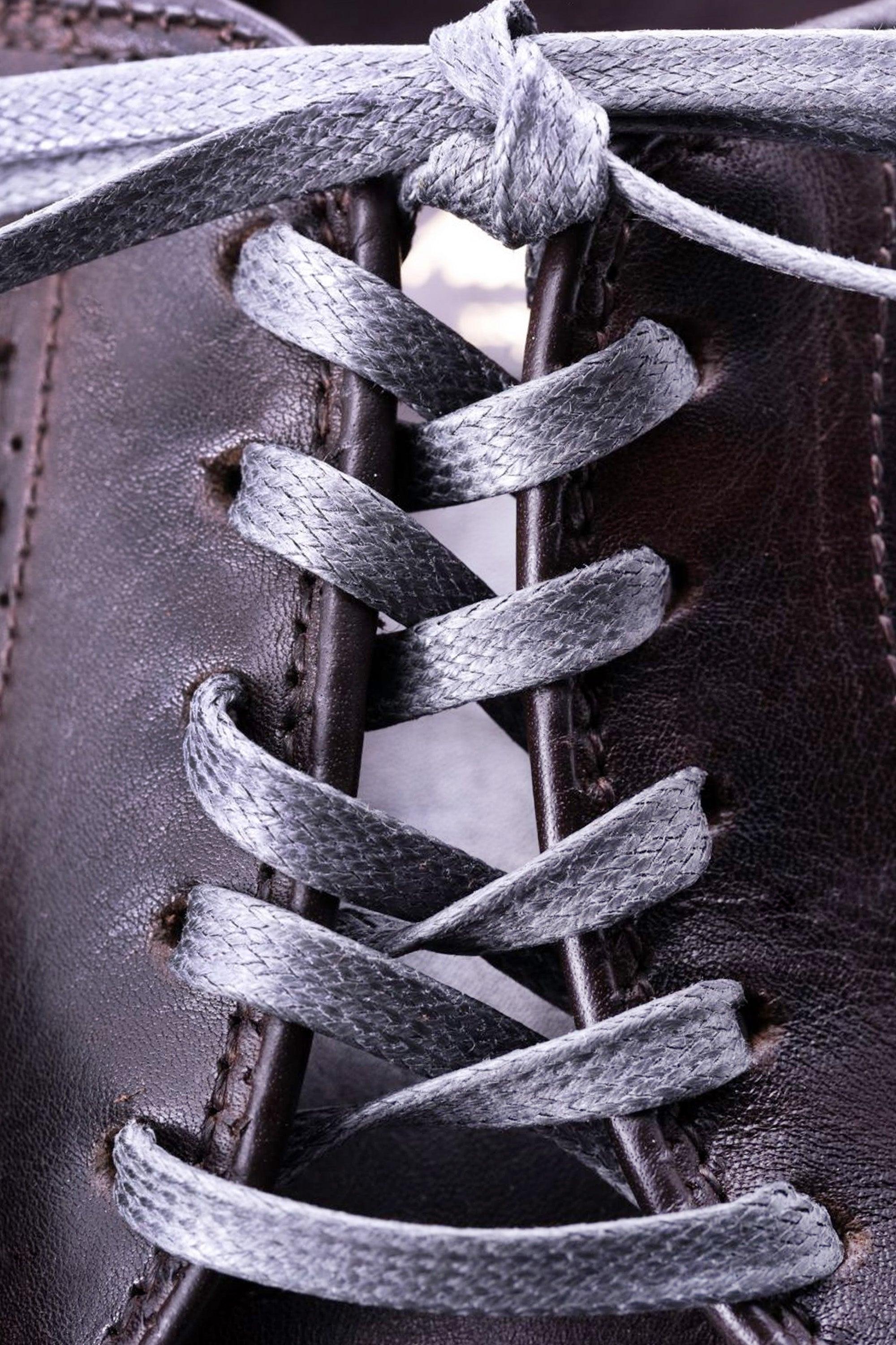 Flat Mid Gray Waxed Cotton Shoelaces