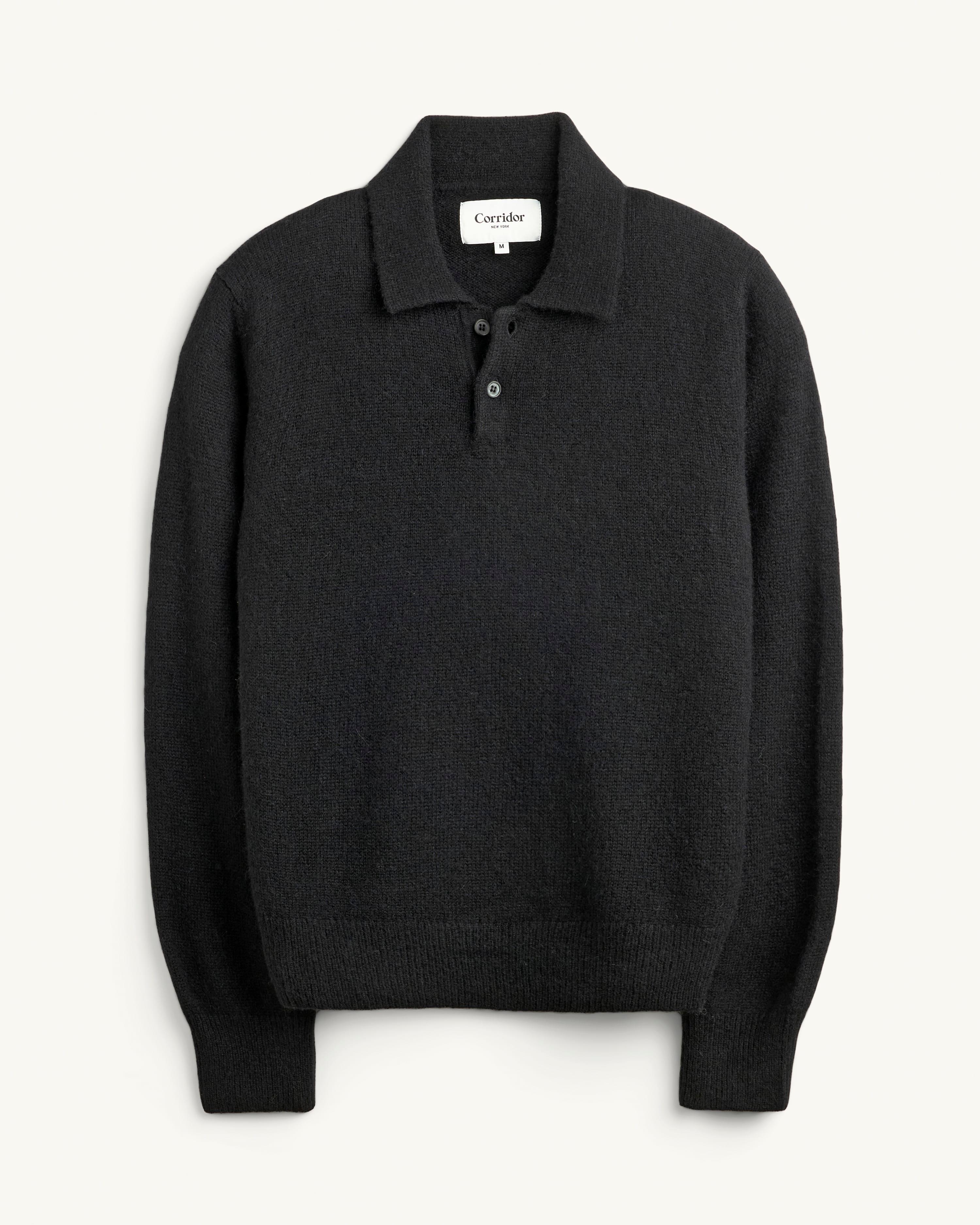 Brushed Alpaca Polo - Black
