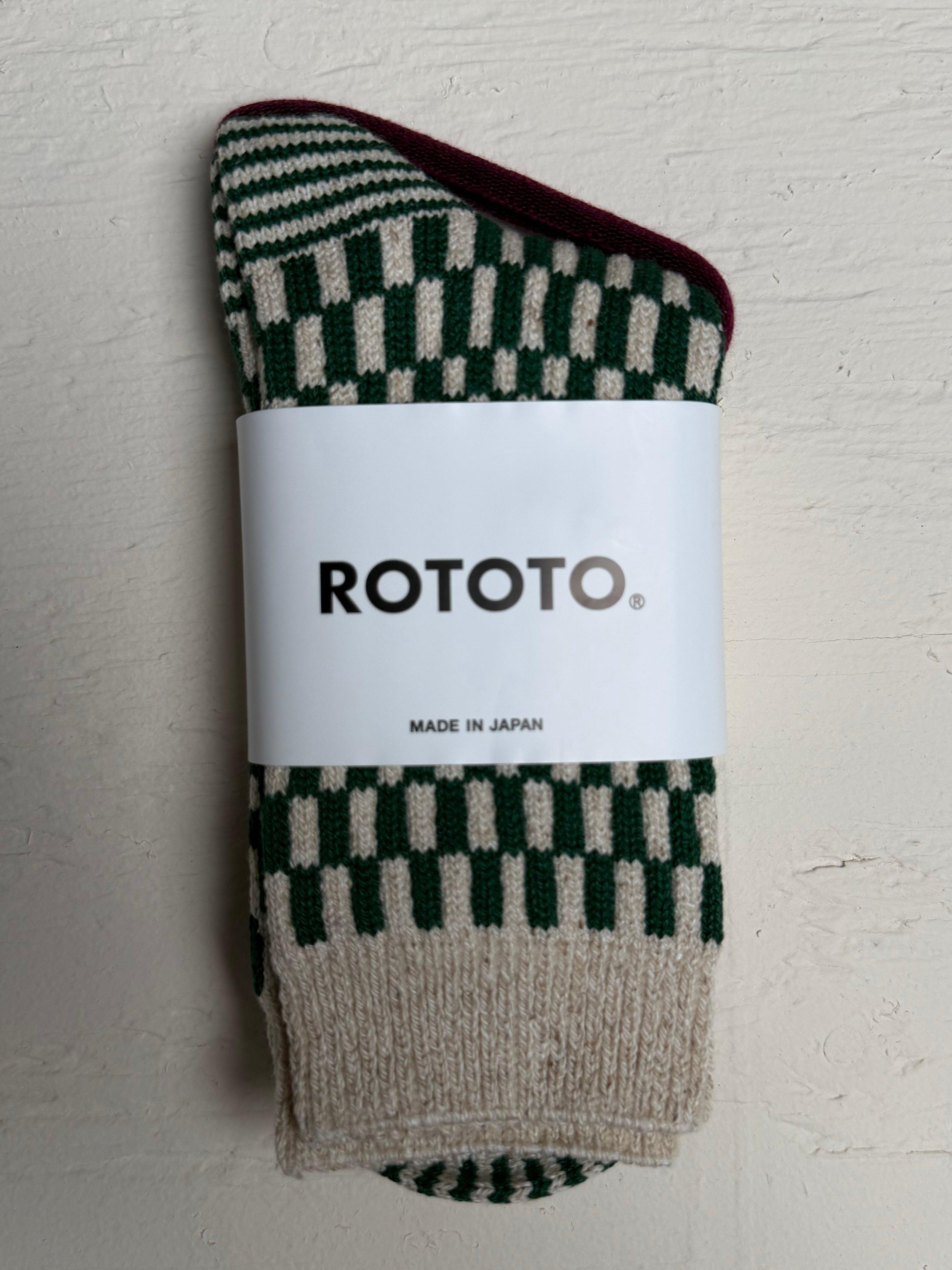 Checkerboard Crew Socks Green