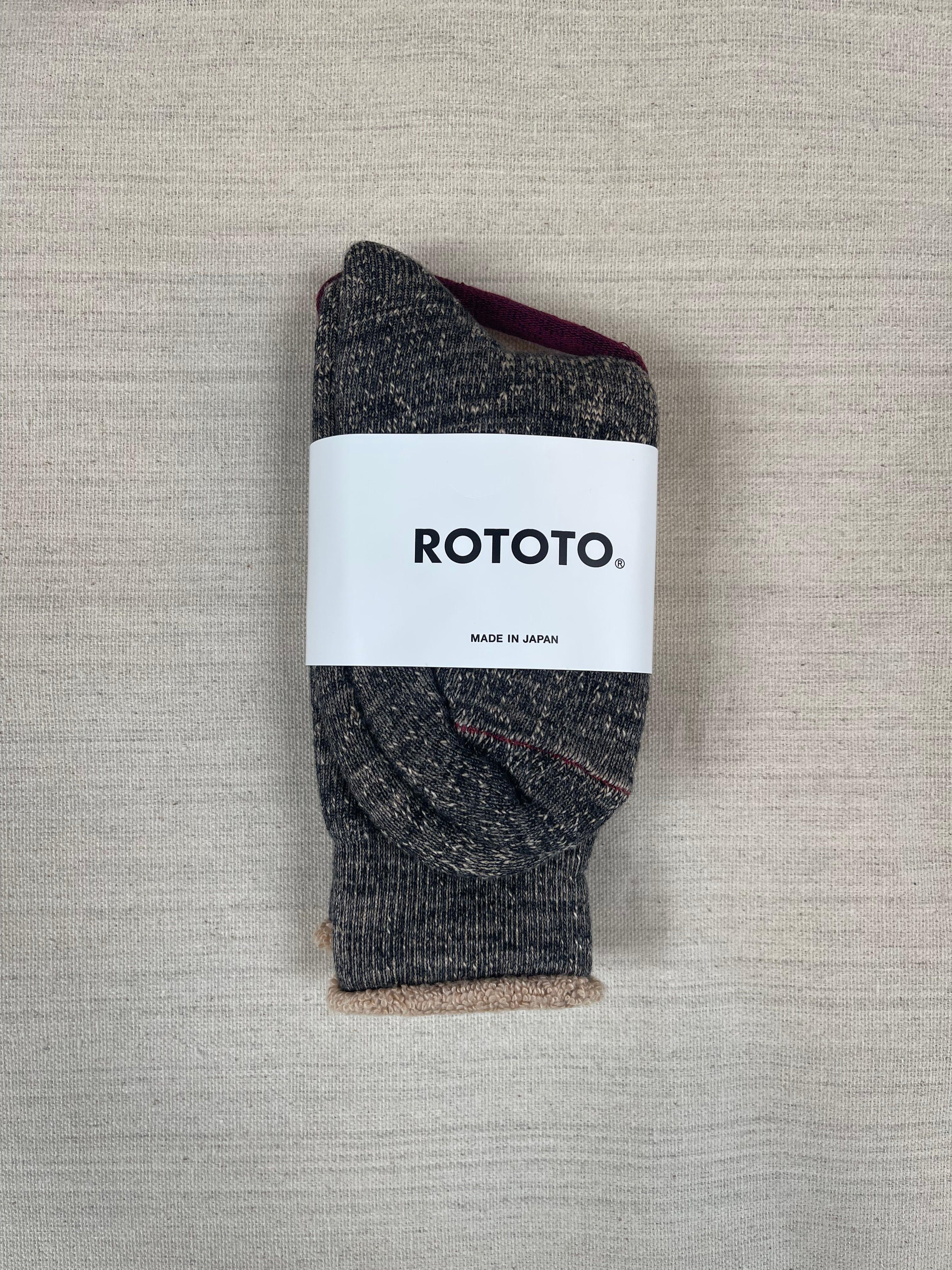 Double Face Crew Socks Merino Wool & Organic Cotton Black/Brown