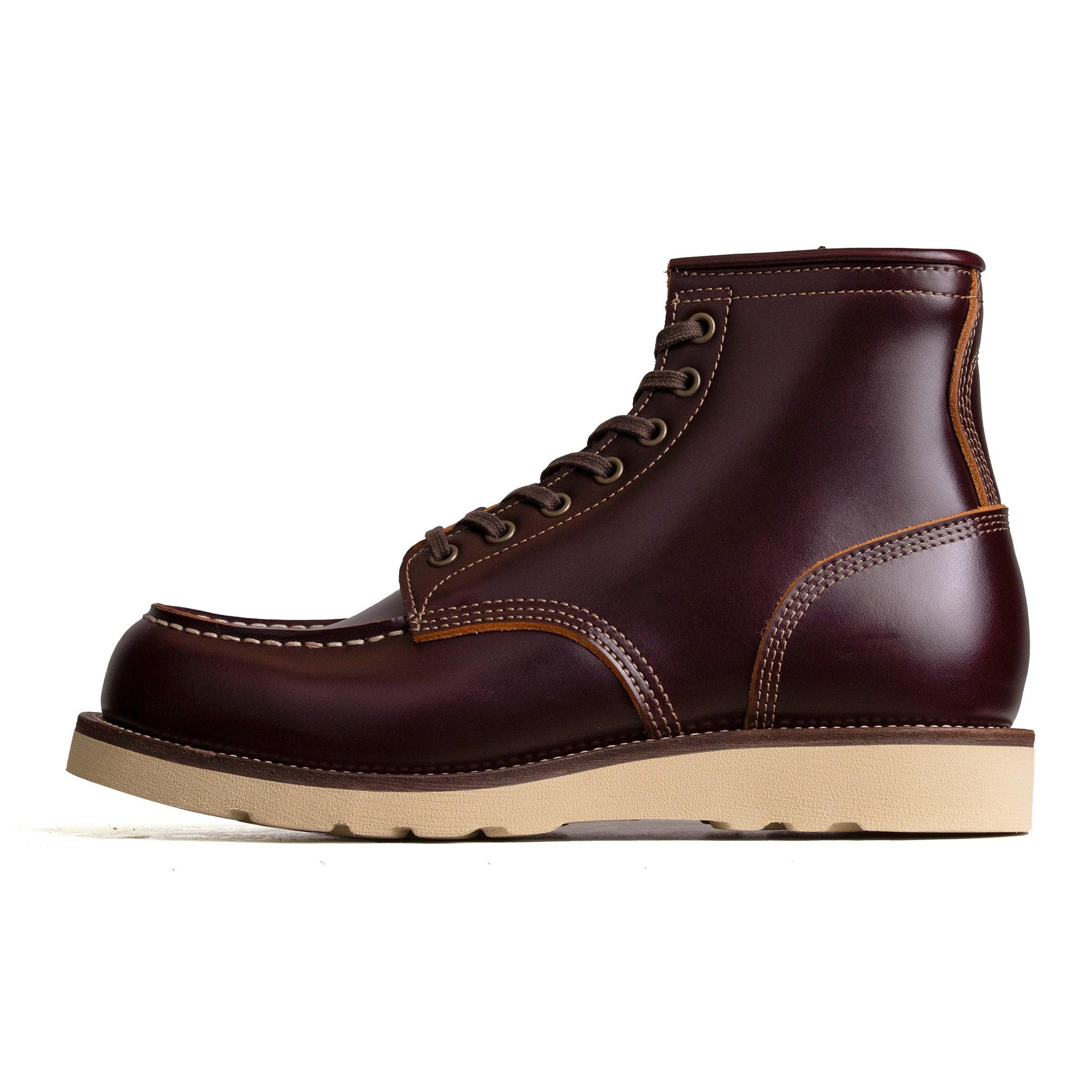 City MocToe Boot -luosjiet®boots - Wine TeaCore Smooth Cowhide