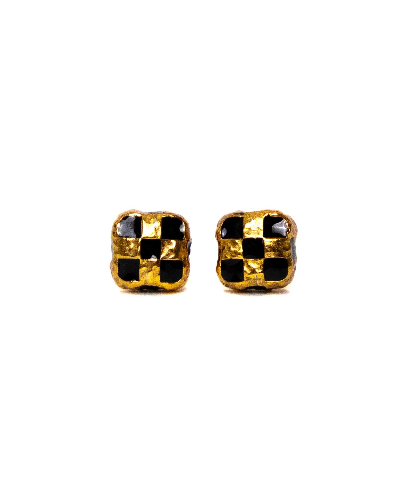 Davie Earrings (14K Gold/Black Resin)