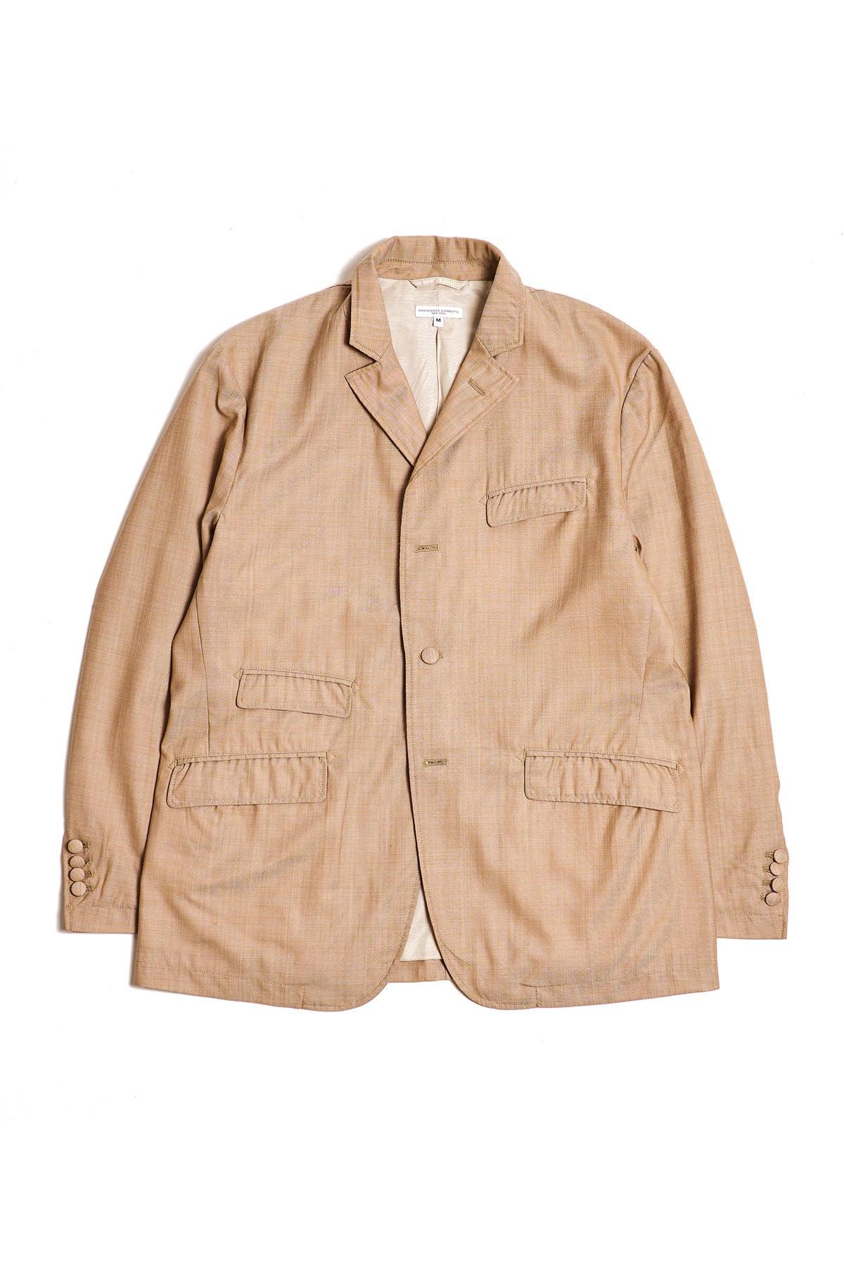 Andover Jacket for Nepenthes NY and Blue in Green - Khaki Tropical Wool