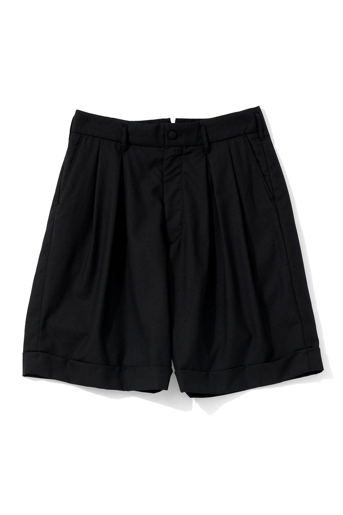 Bontan Shorts for Nepenthes NY and Blue in Green - Black Tropical Wool